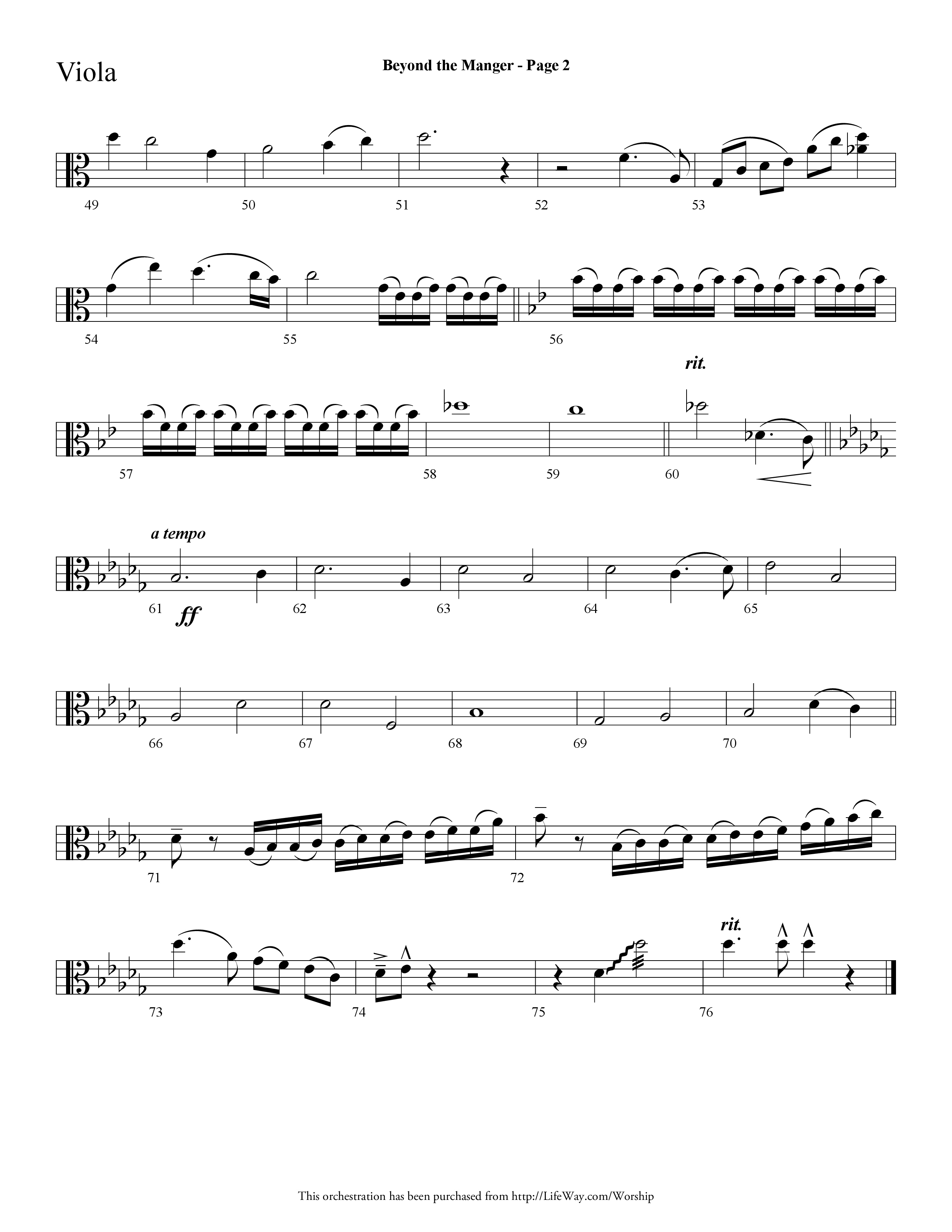 Beyond the Manger (Choral Anthem SATB) Viola (Lifeway Choral / Arr. Dave Williamson)