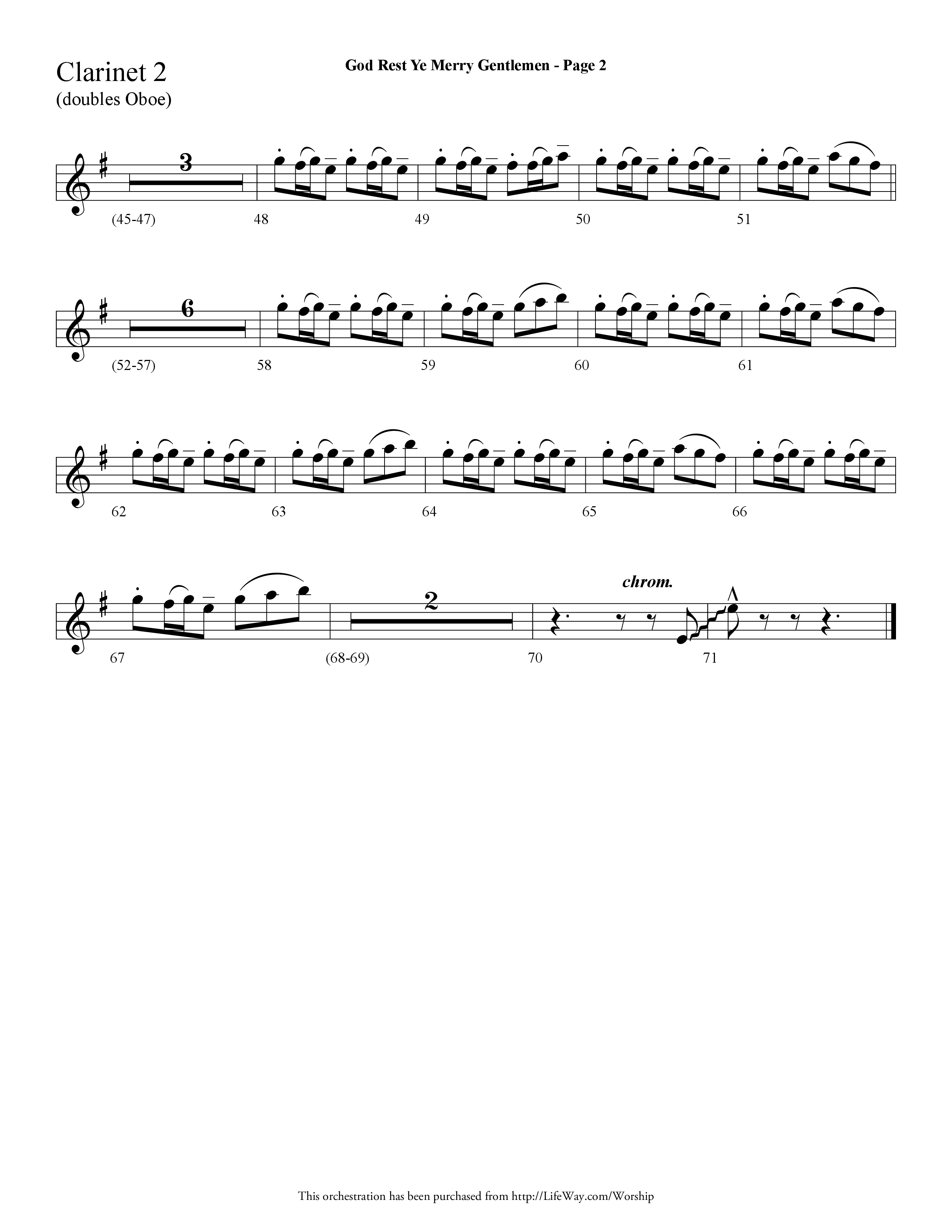 God Rest Ye Merry Gentlemen (Choral Anthem SATB) Clarinet 1/2 (Lifeway Choral / Arr. Dave Williamson)