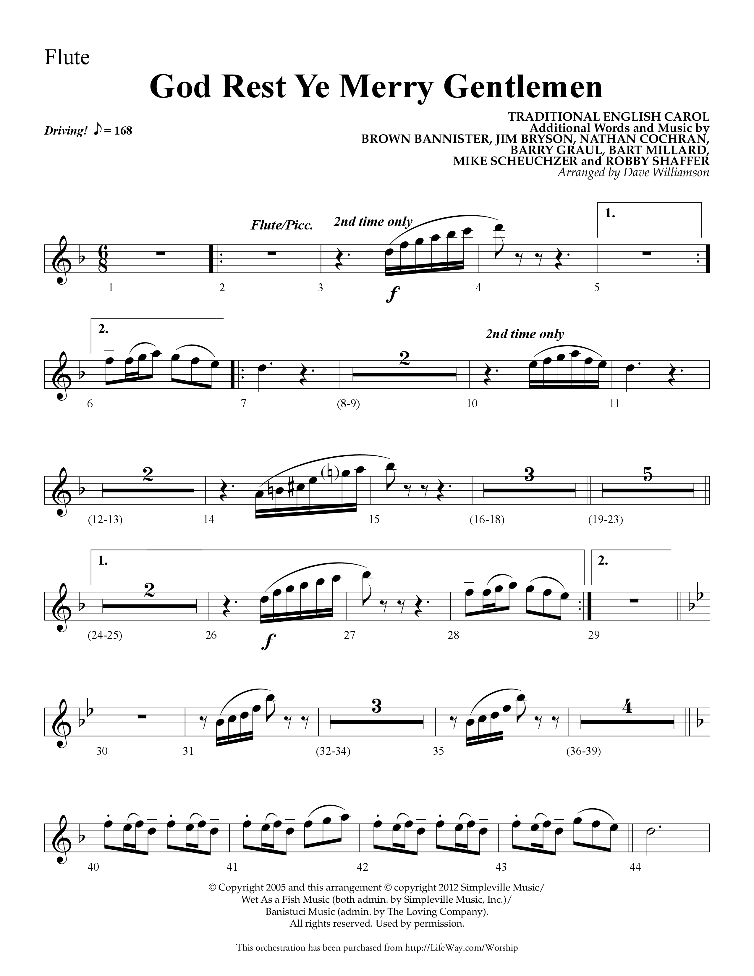 God Rest Ye Merry Gentlemen (Choral Anthem SATB) Flute (Lifeway Choral / Arr. Dave Williamson)