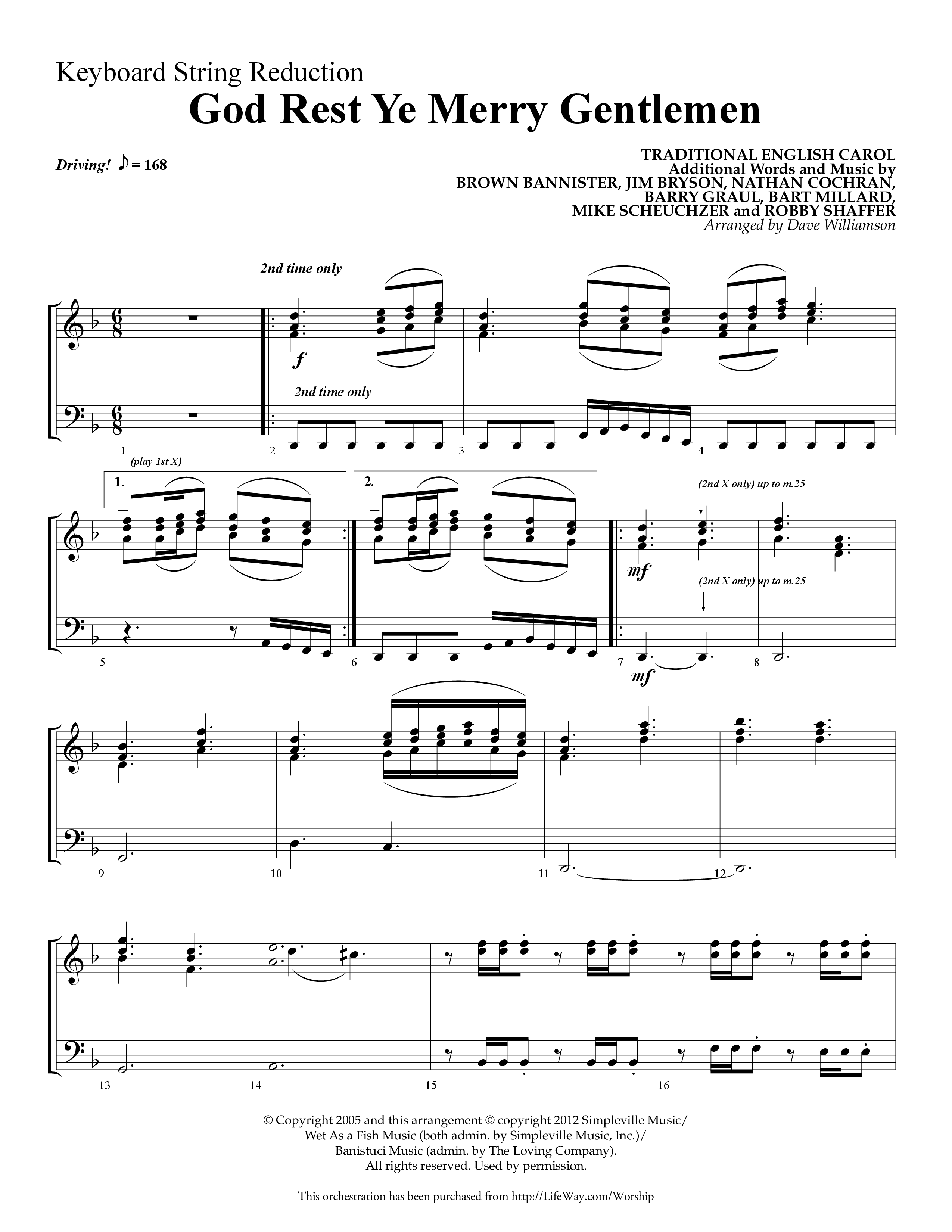 God Rest Ye Merry Gentlemen (Choral Anthem SATB) String Reduction (Lifeway Choral / Arr. Dave Williamson)