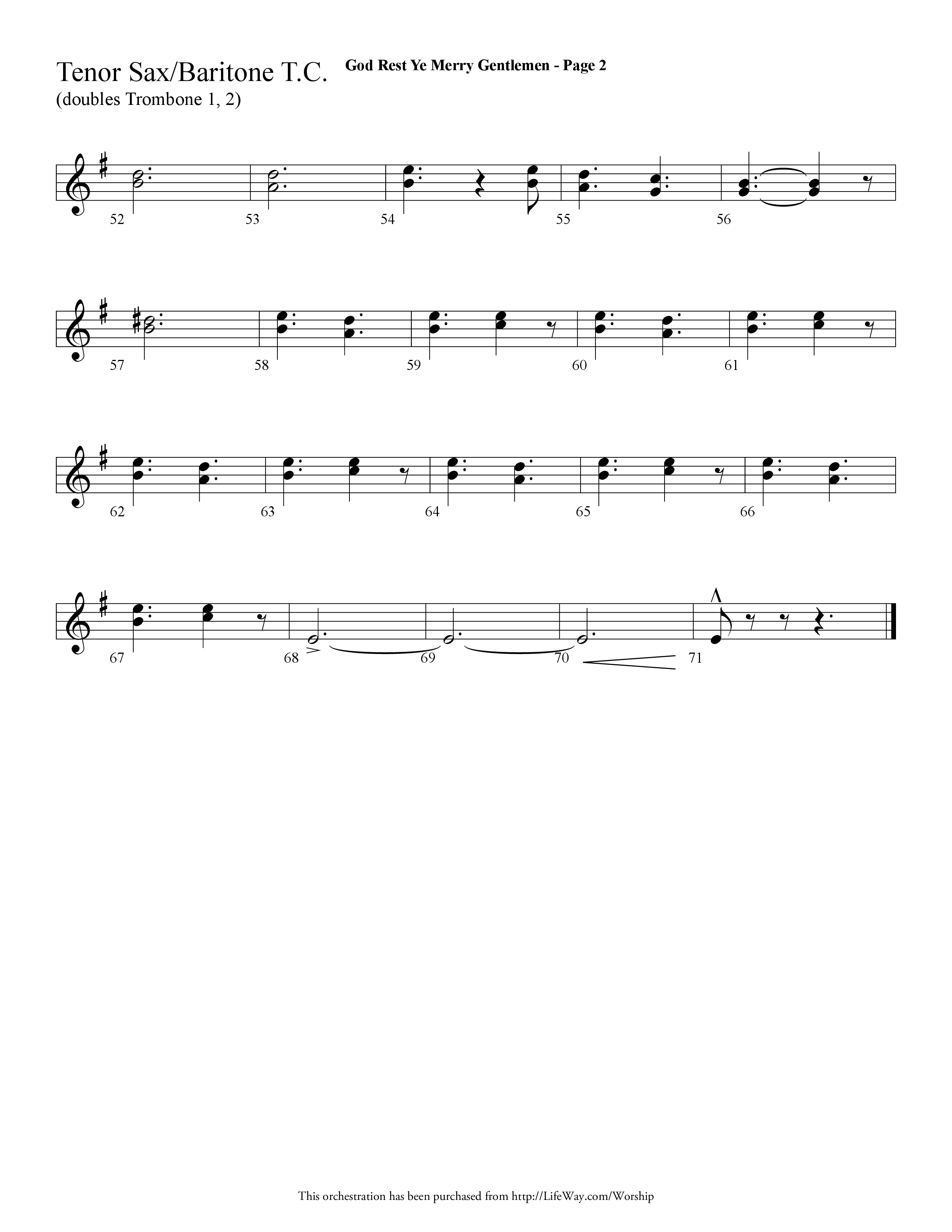 God Rest Ye Merry Gentlemen (Choral Anthem SATB) Tenor Sax/Baritone T.C. (Lifeway Choral / Arr. Dave Williamson)