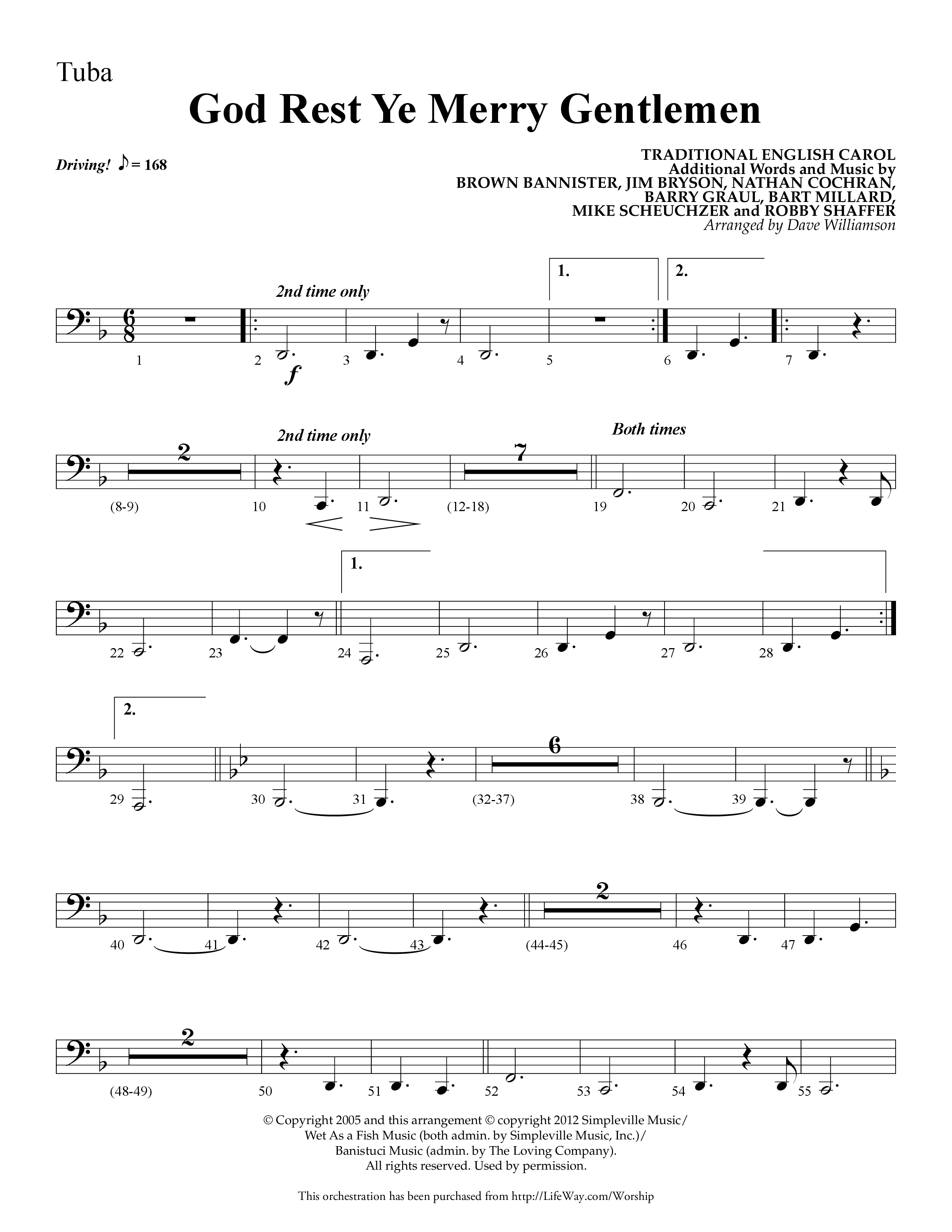 God Rest Ye Merry Gentlemen (Choral Anthem SATB) Tuba (Lifeway Choral / Arr. Dave Williamson)
