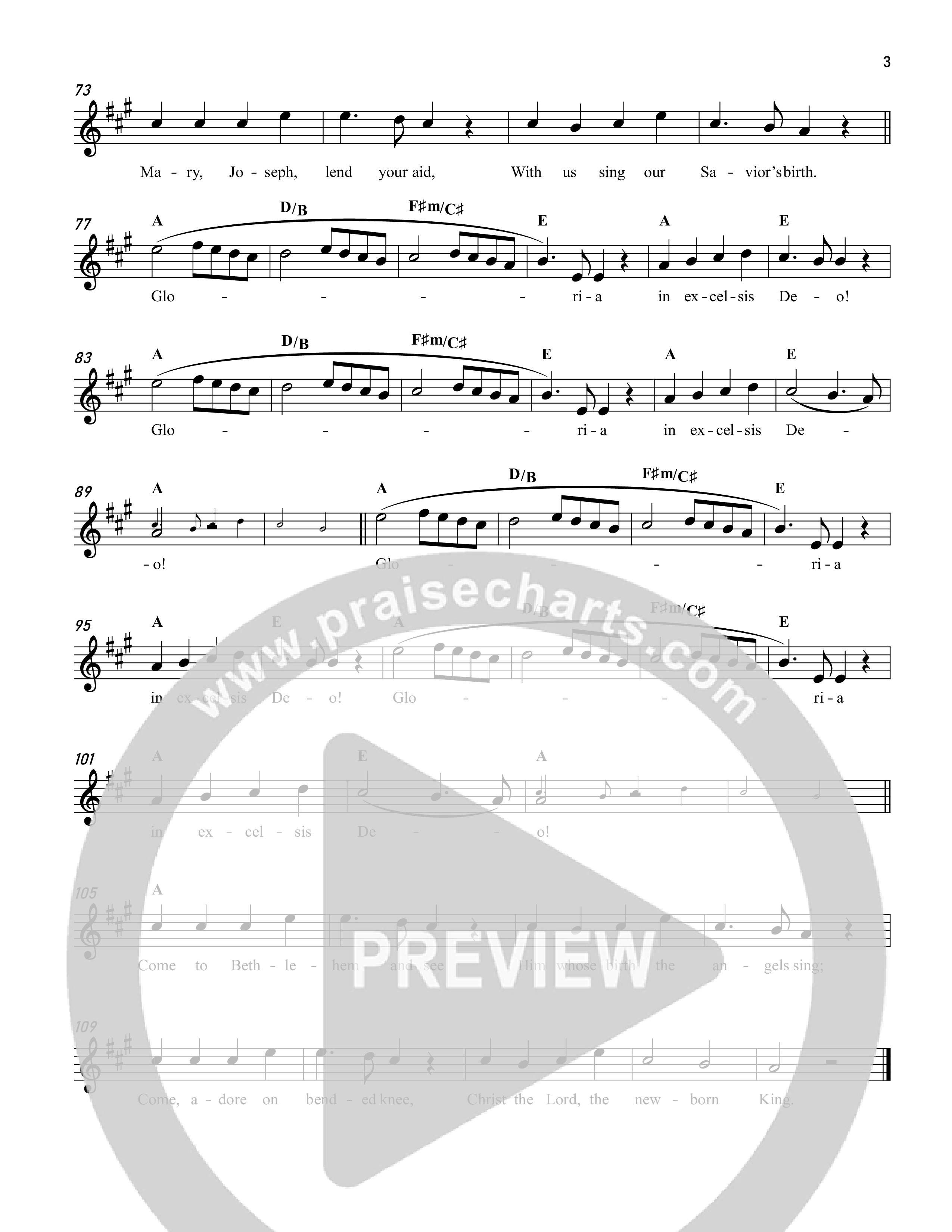 Angels We Have Heard On High Lead Sheet Melody (Reawaken Hymns)