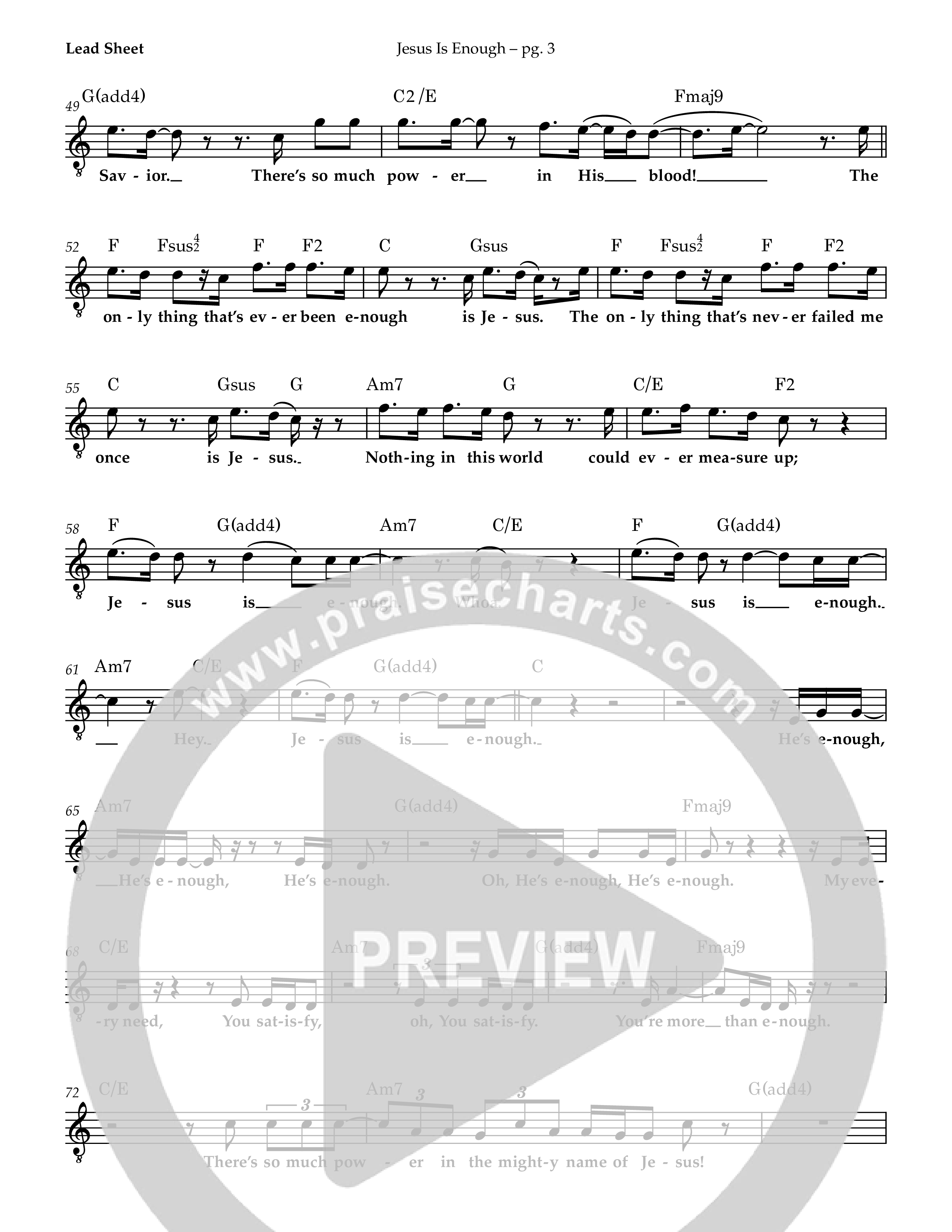 Jesus Is Enough (Live) Lead Sheet Melody (Patrick Mayberry)