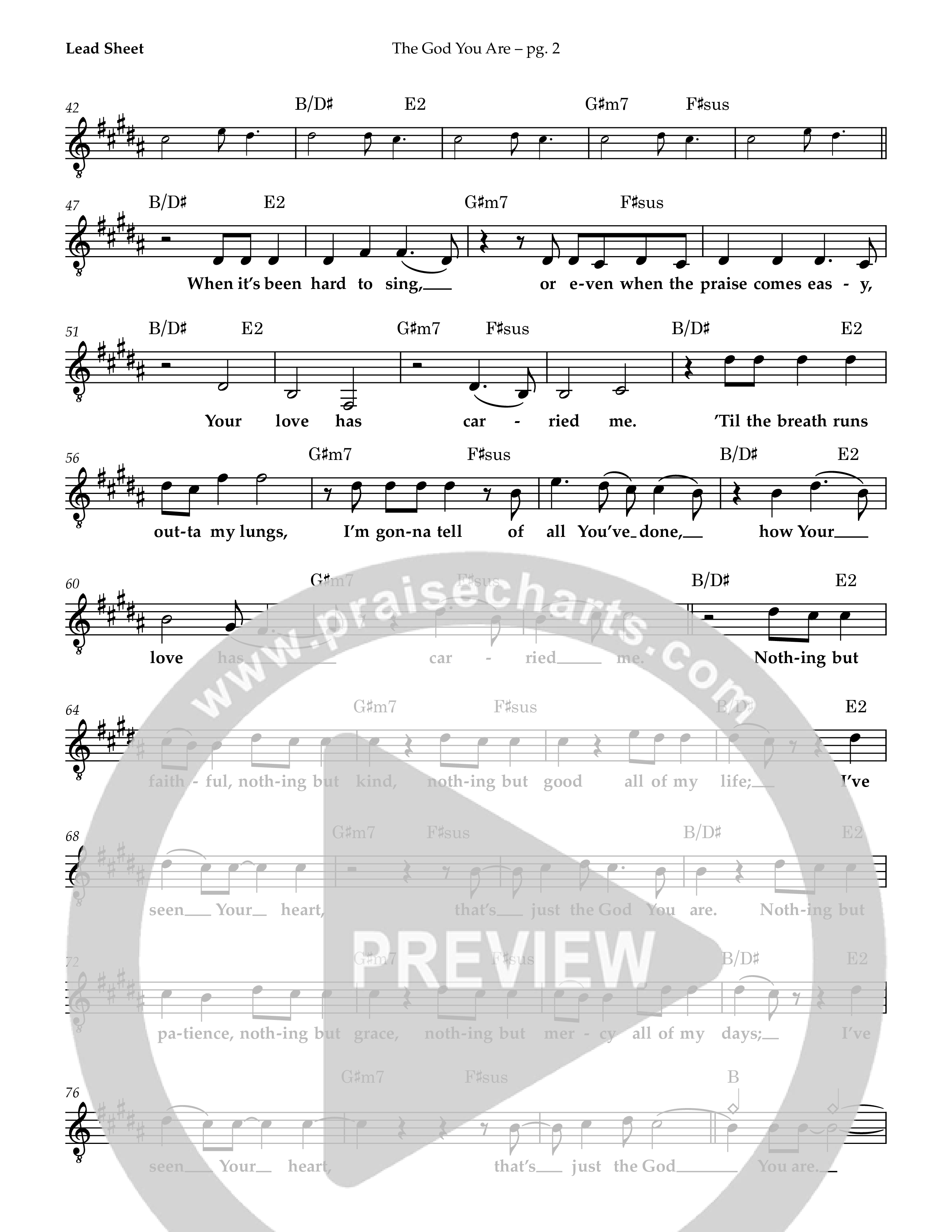 The God You Are (Live) Lead Sheet Melody (Patrick Mayberry)