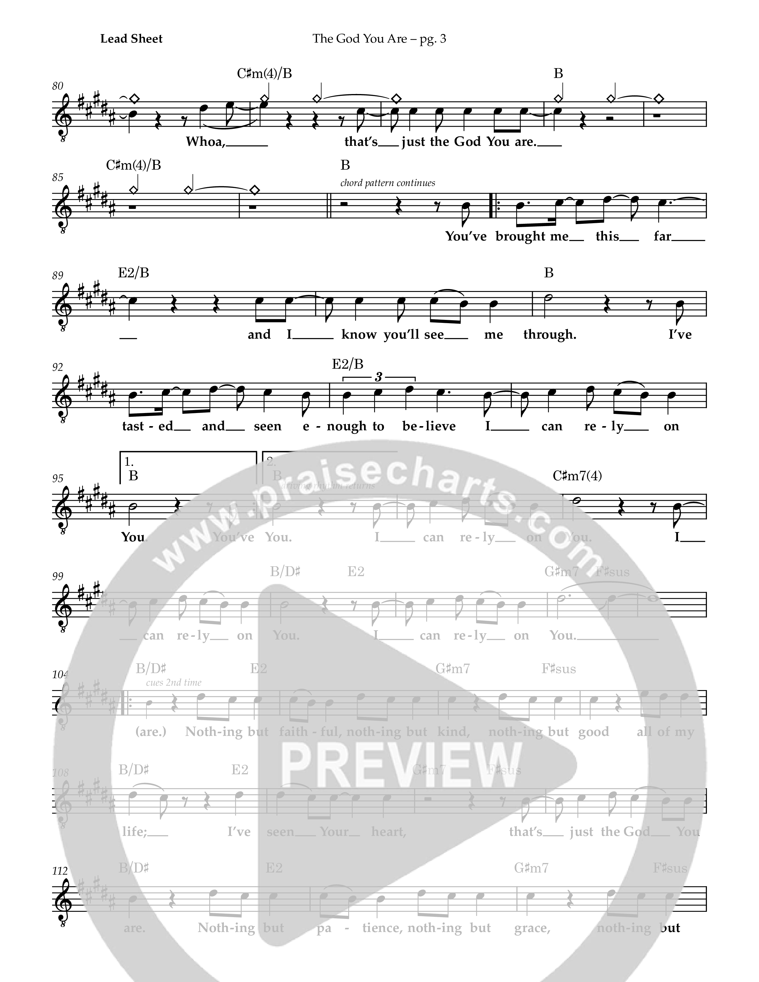 The God You Are (Live) Lead Sheet Melody (Patrick Mayberry)