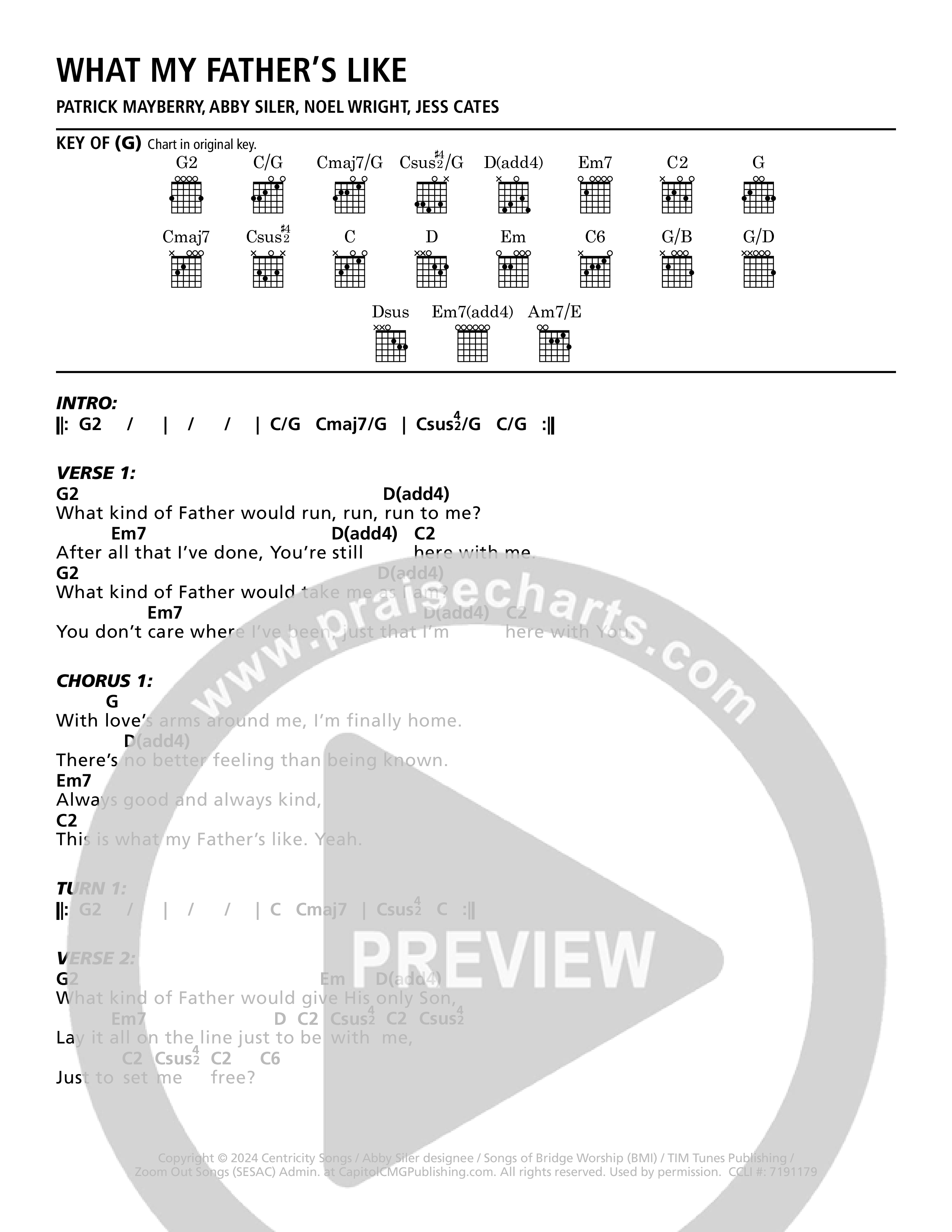 What My Father's Like (Live) Chord Chart (Patrick Mayberry)