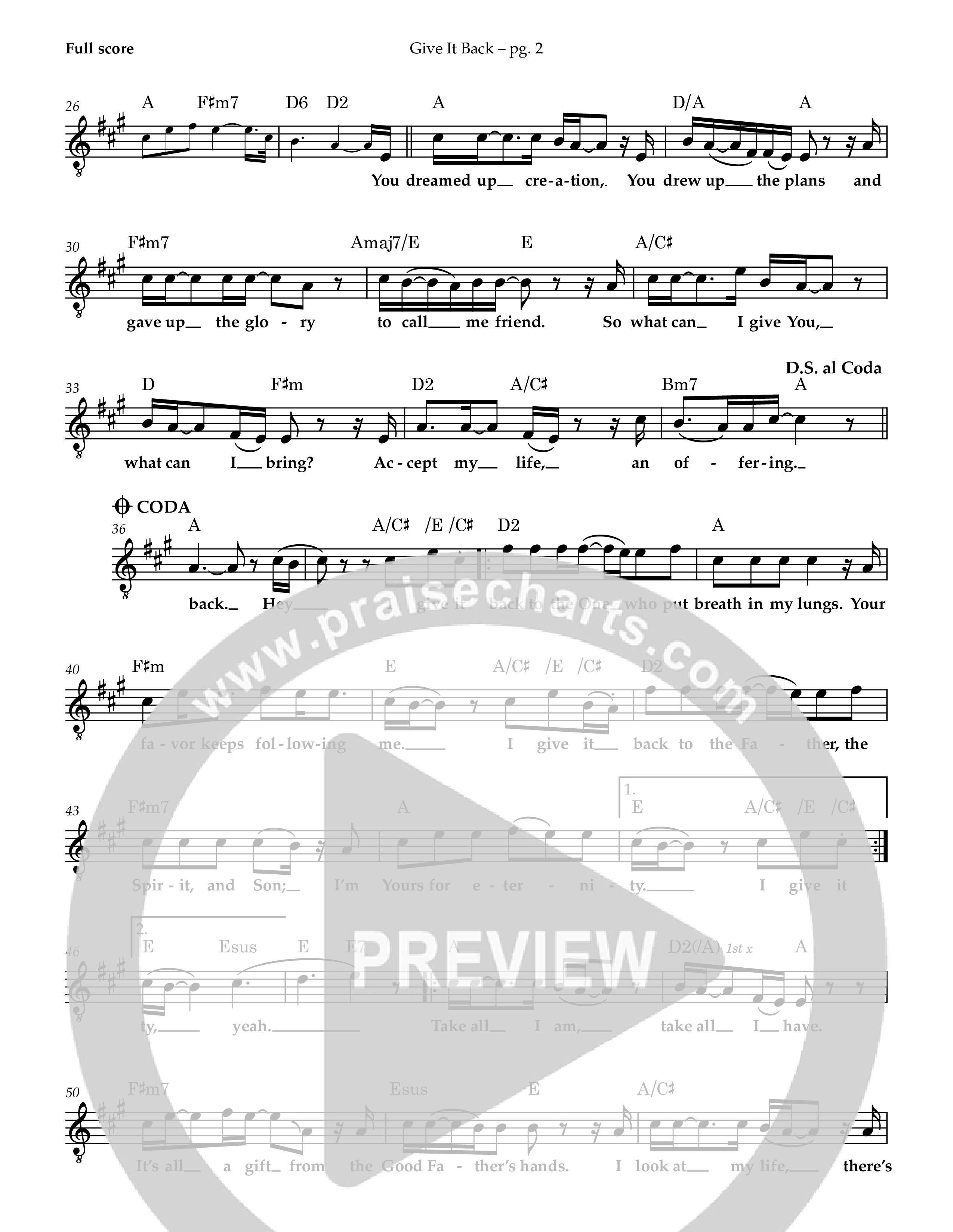 Give It Back (Live) Lead Sheet Melody (Patrick Mayberry)