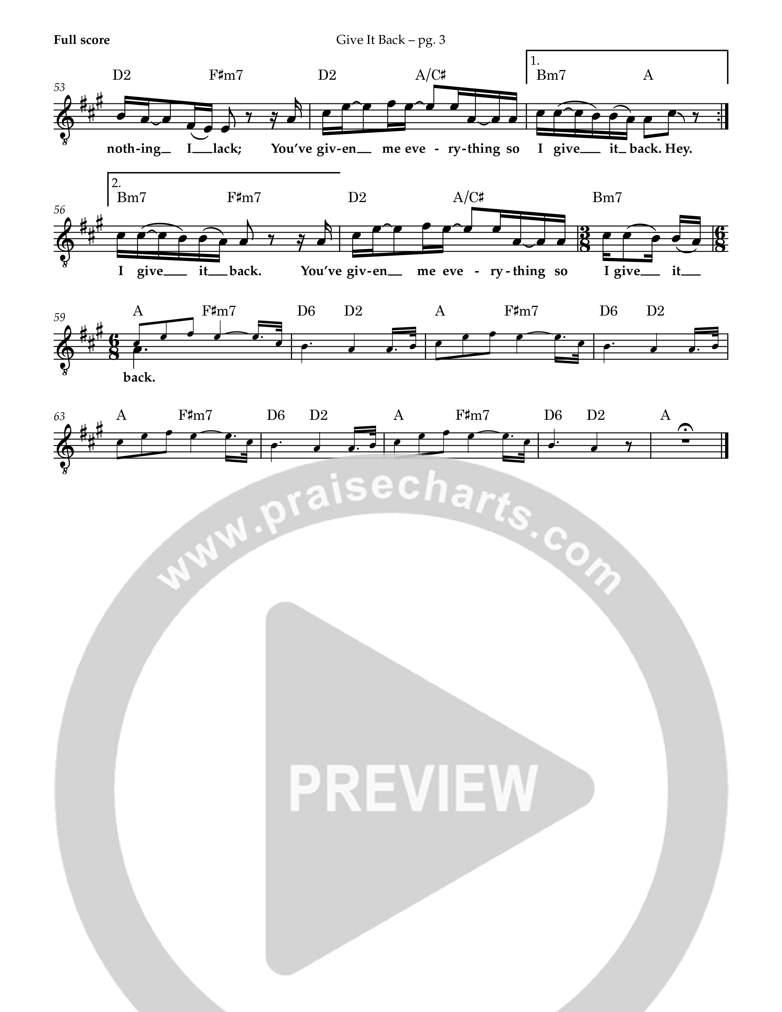 Give It Back (Live) Lead Sheet Melody (Patrick Mayberry)