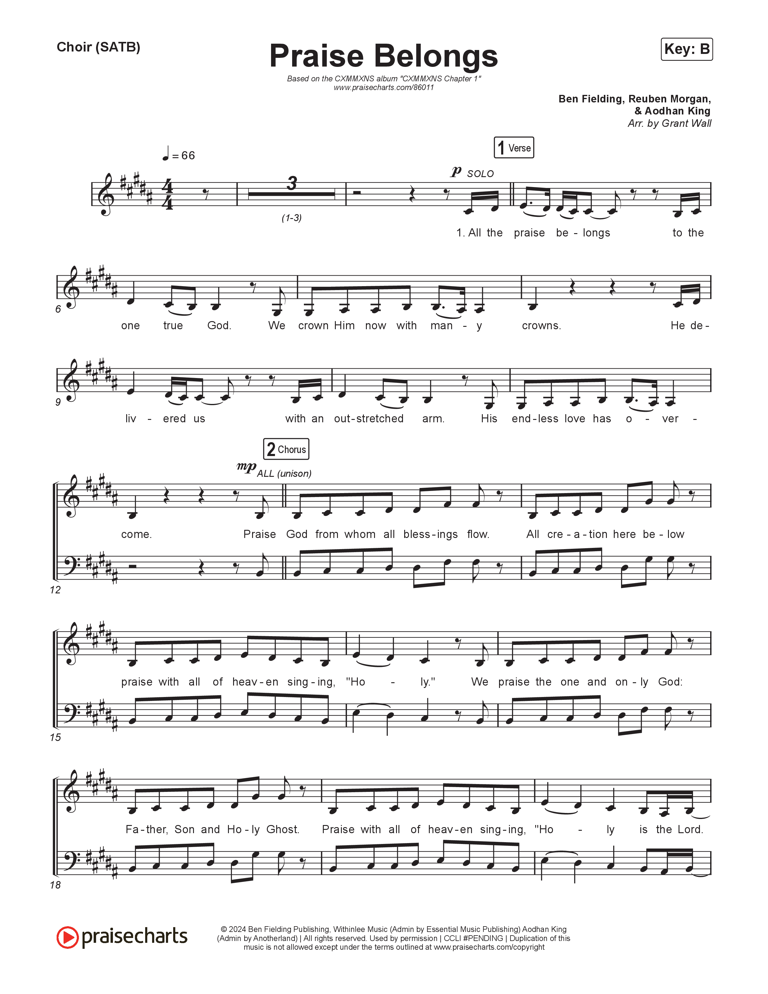 Praise Belongs Choir Sheet (SATB) (CXMMXNS)