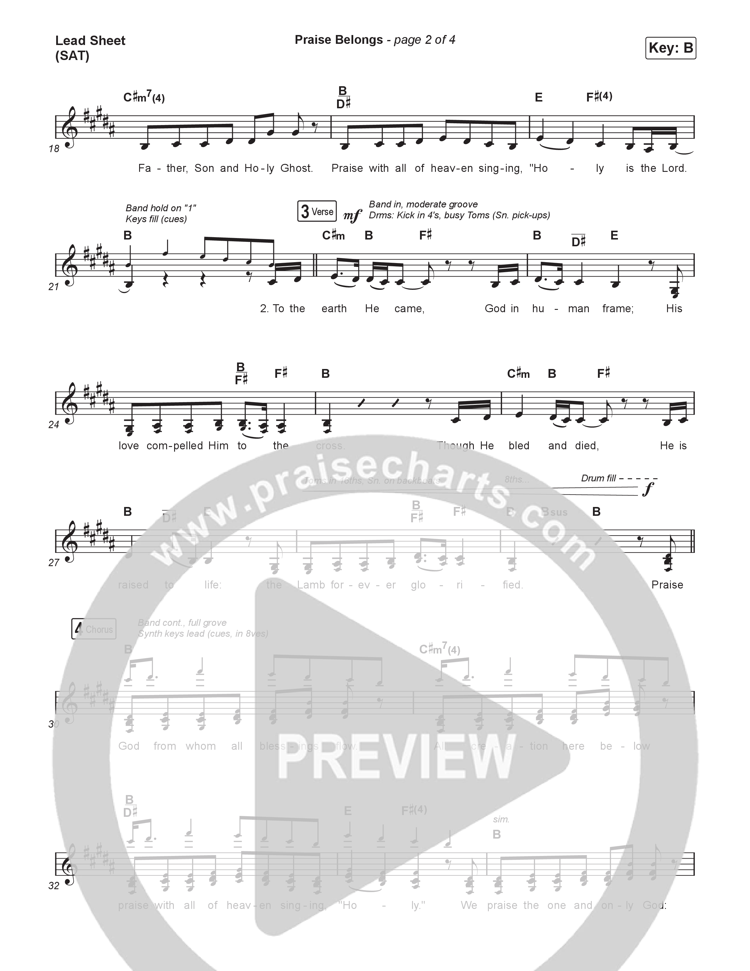 Praise Belongs Lead Sheet (SAT) (CXMMXNS)