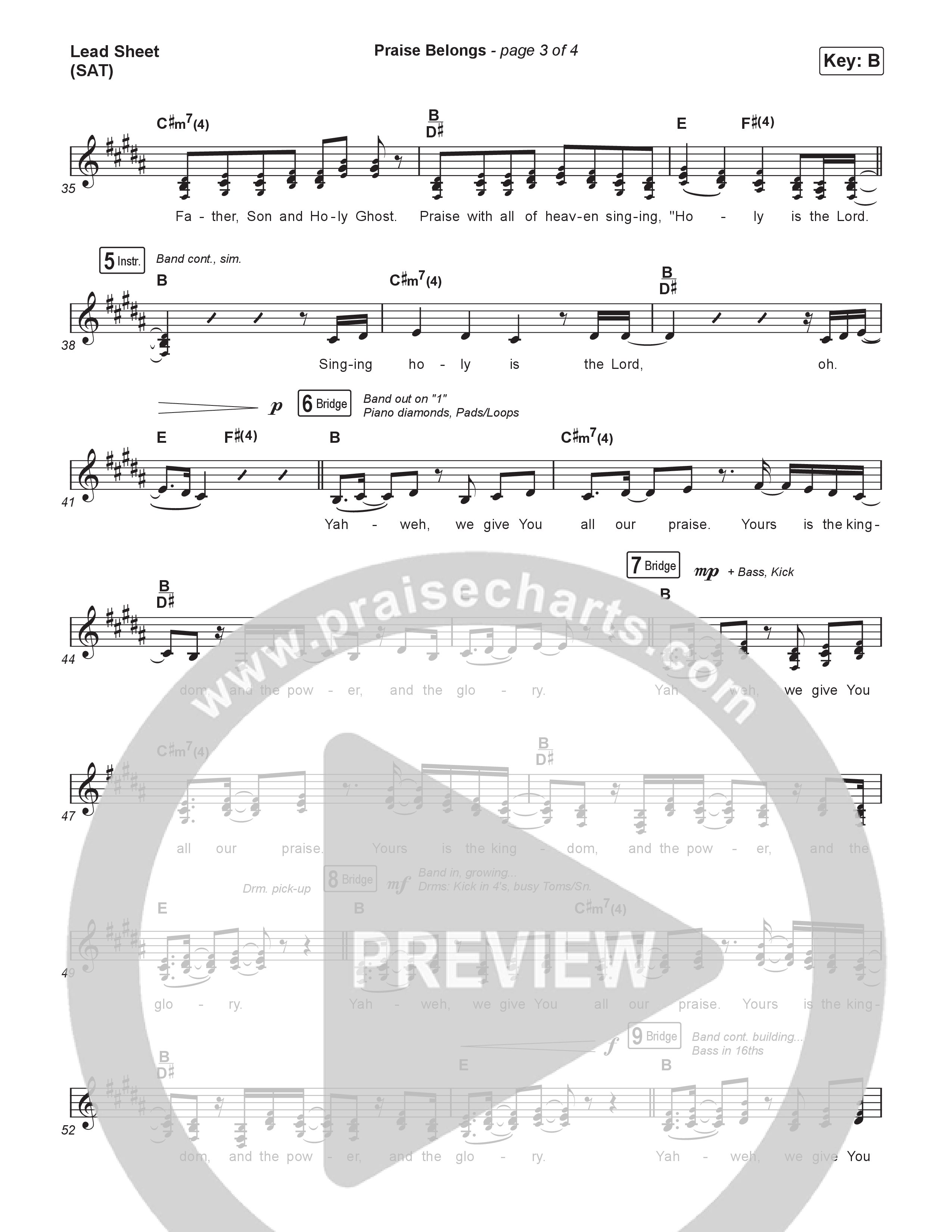 Praise Belongs Lead Sheet (SAT) (CXMMXNS)