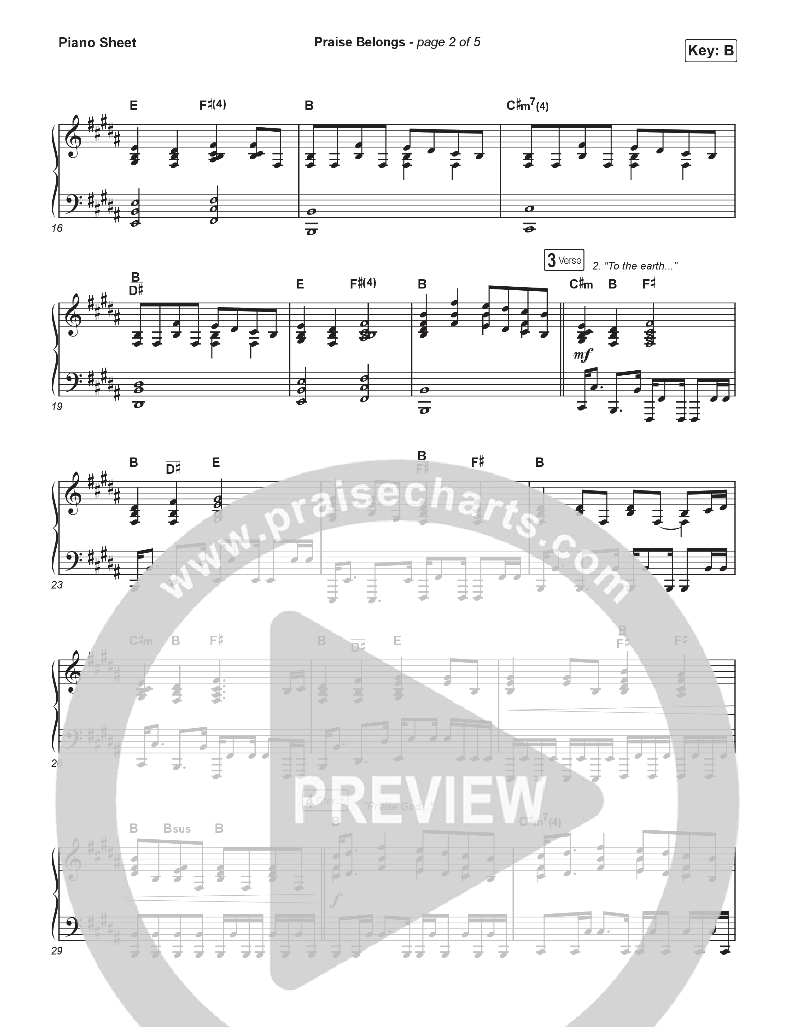 Praise Belongs Piano Sheet (CXMMXNS)