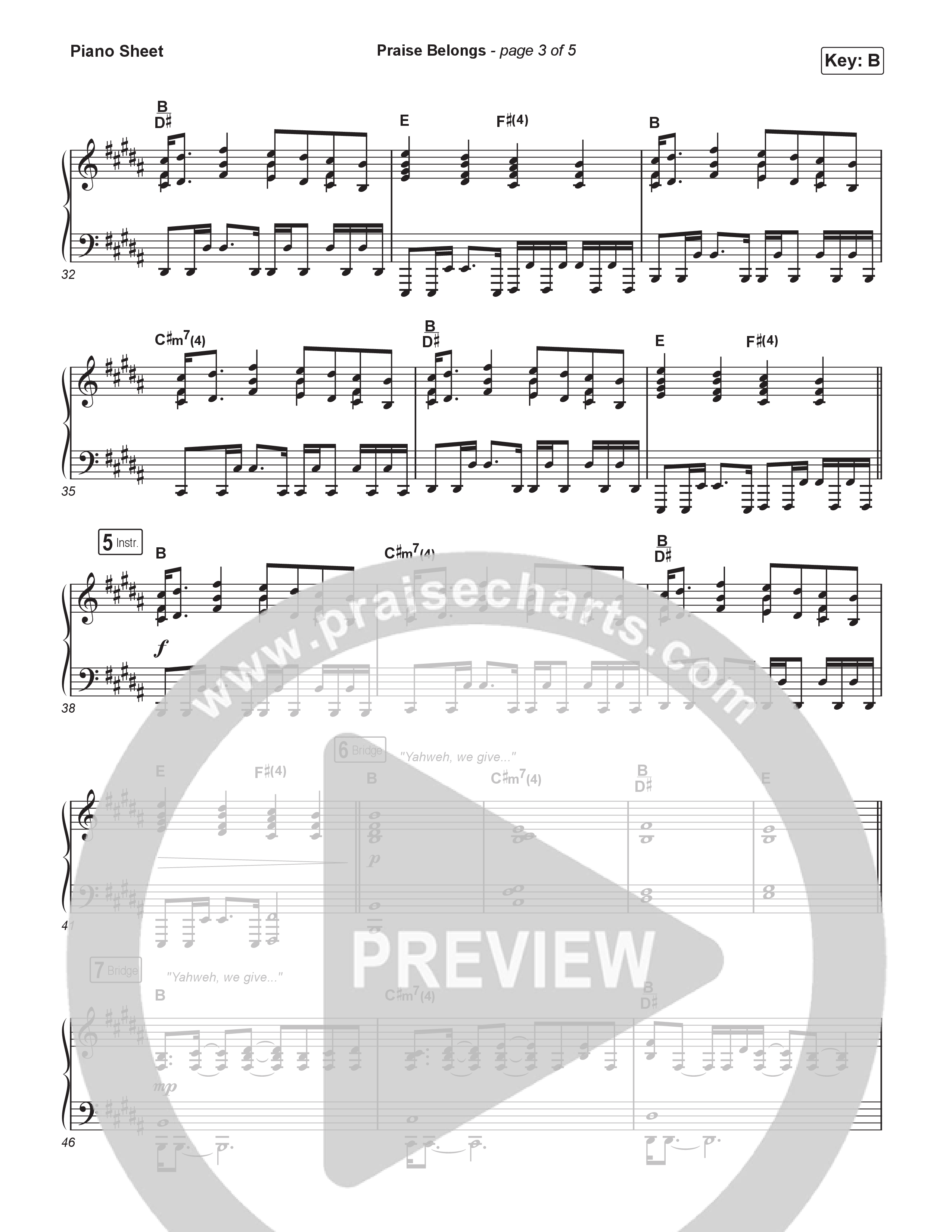 Praise Belongs Piano Sheet (CXMMXNS)