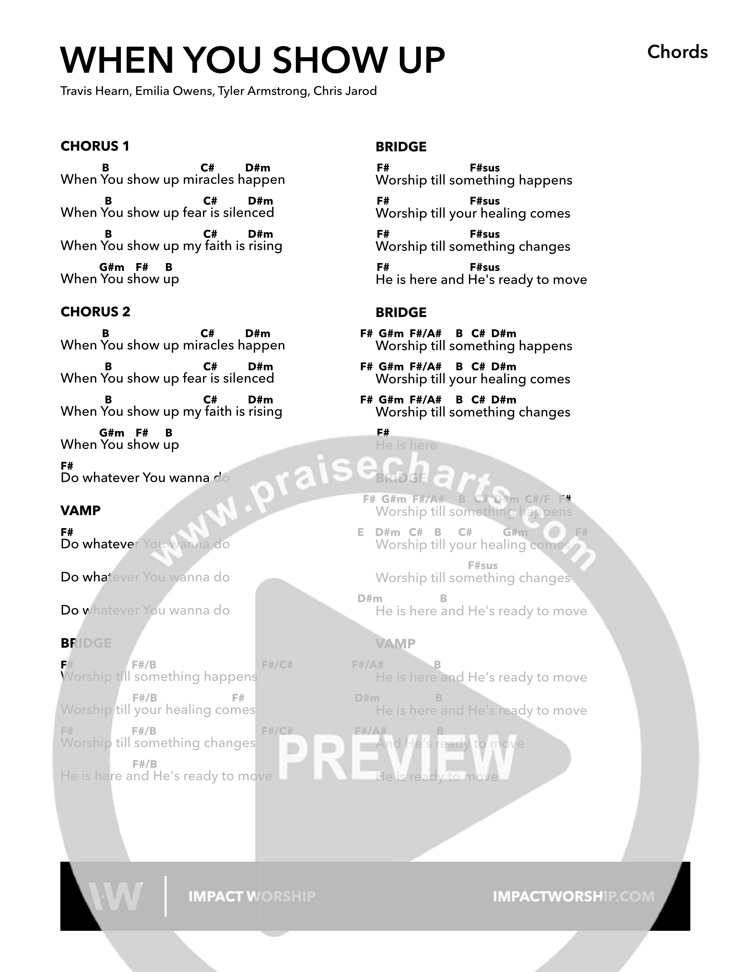When You Show Up Chord Chart (Impact Worship)