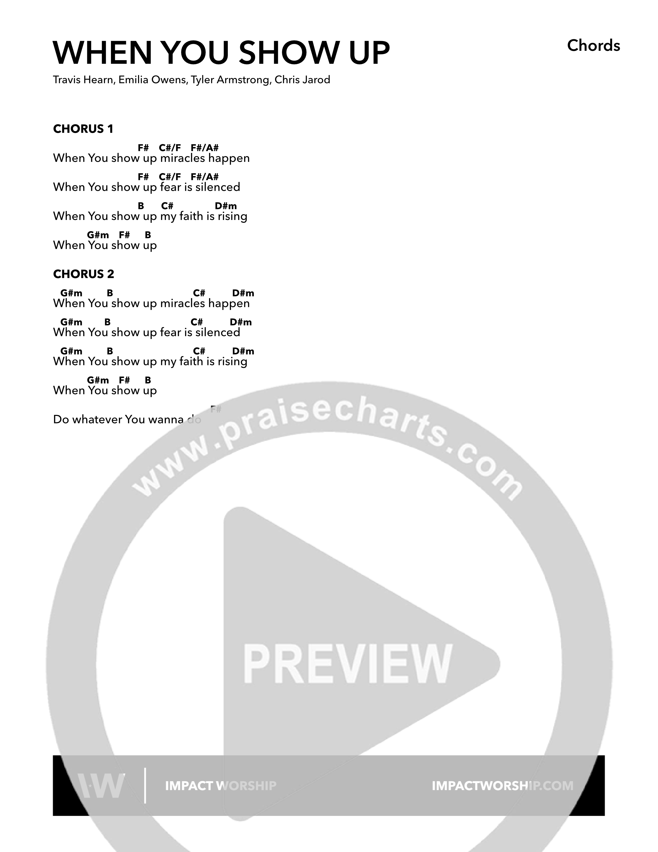 When You Show Up Chord Chart (Impact Worship)