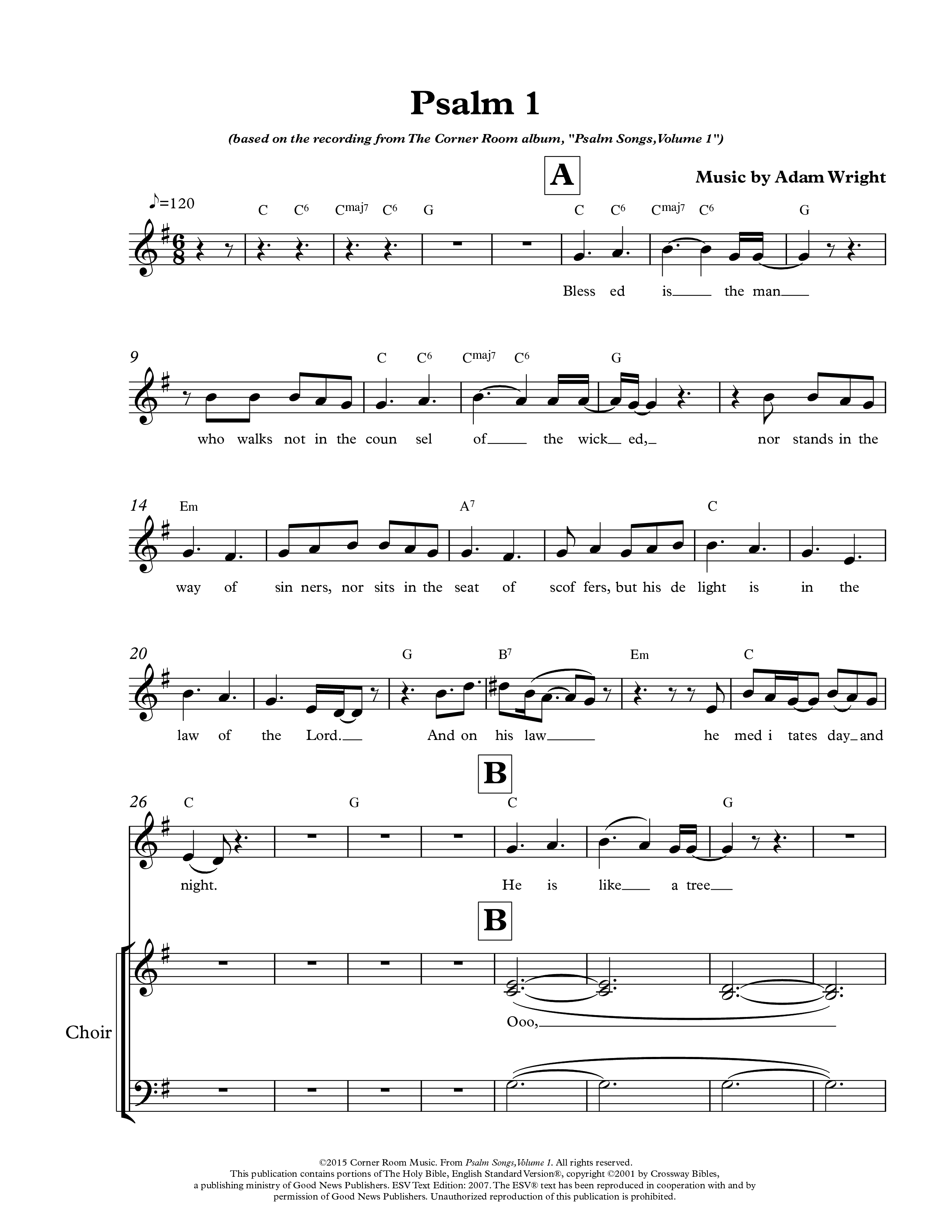 Psalm 1 Choir Sheet (The Corner Room)