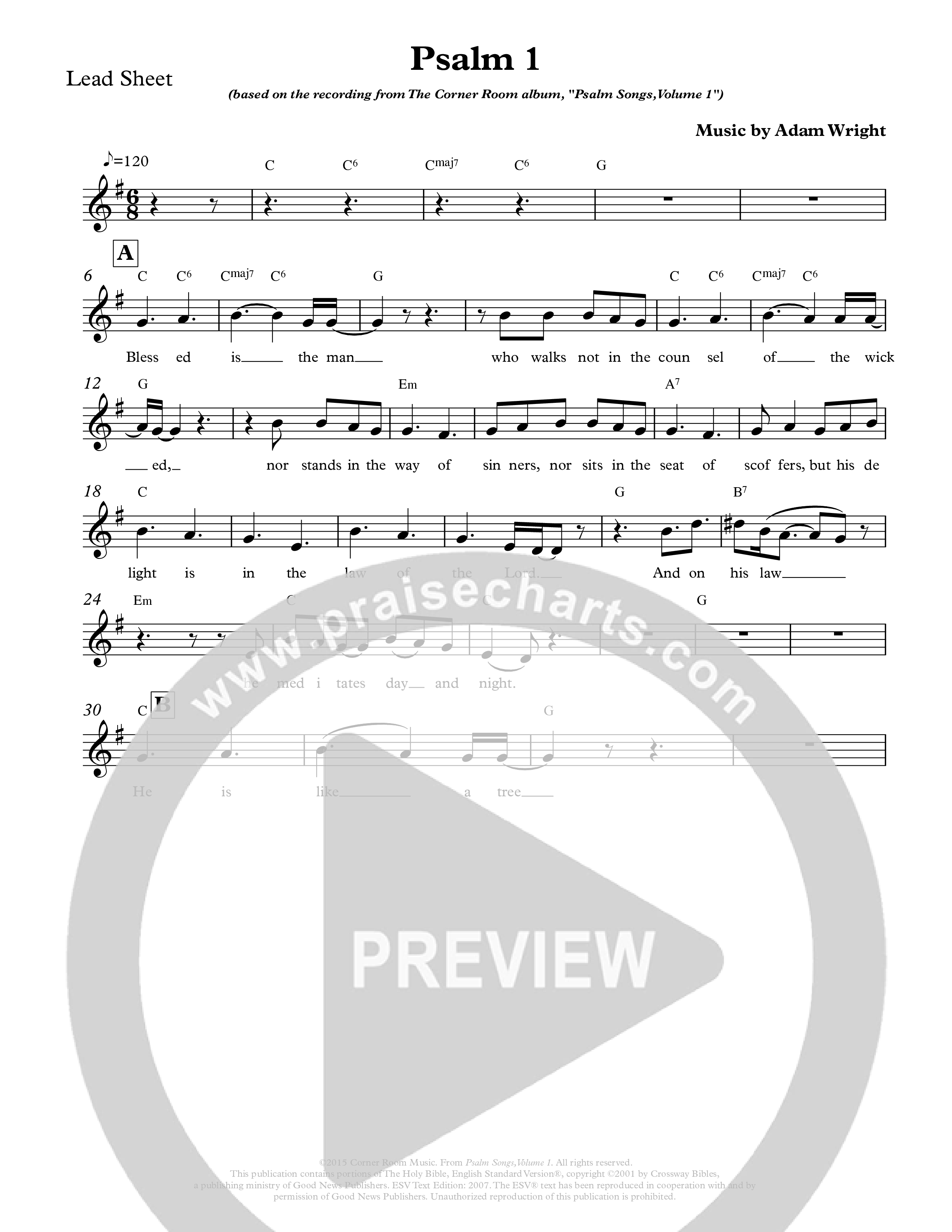 Psalm 1 Lead Sheet Melody (The Corner Room)