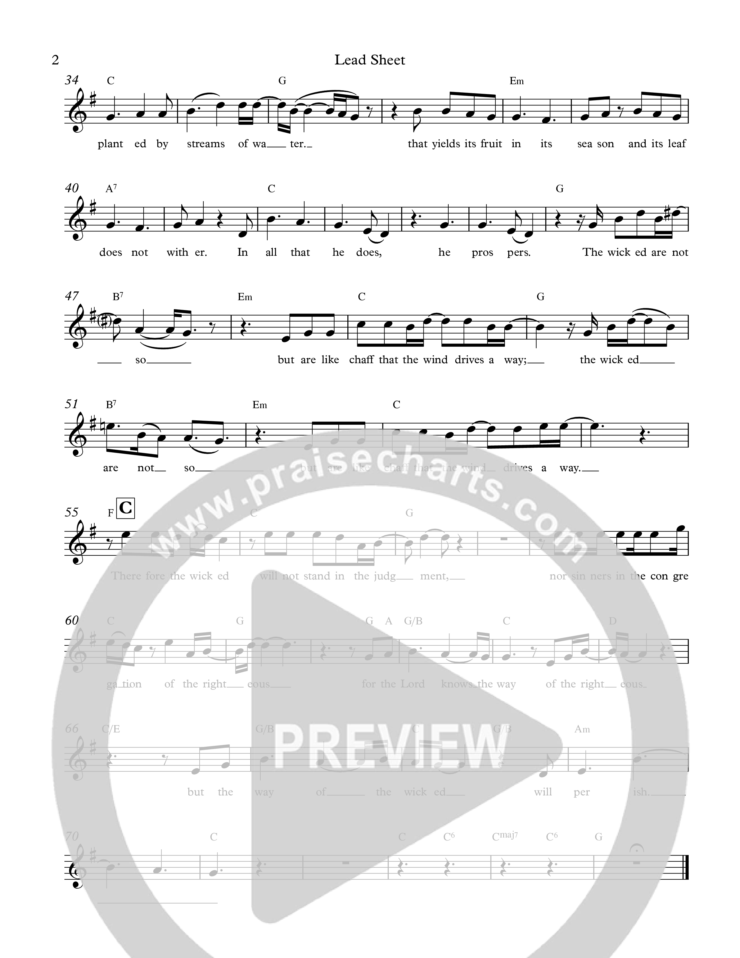 Psalm 1 Lead Sheet Melody (The Corner Room)