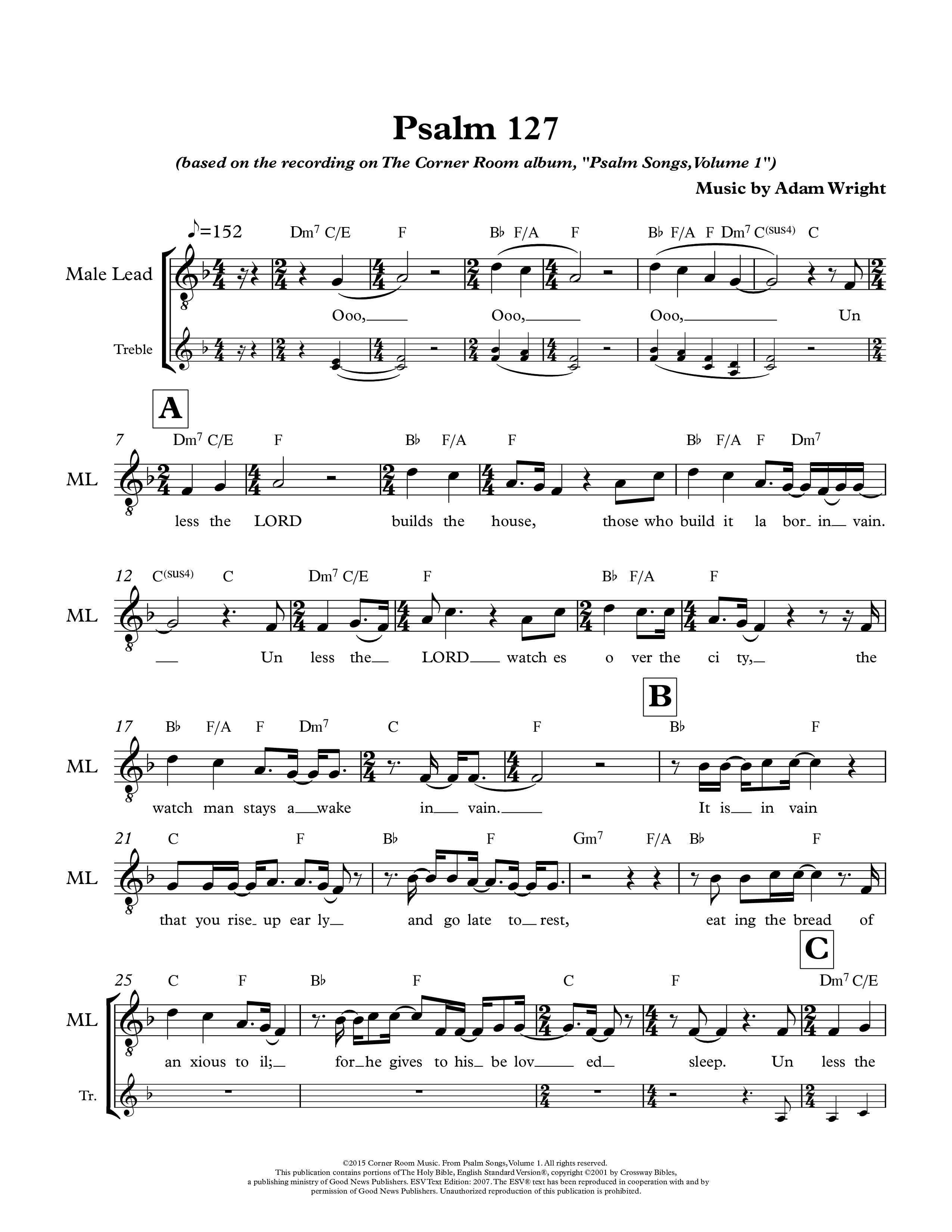 Psalm 127 Choir Sheet (The Corner Room)