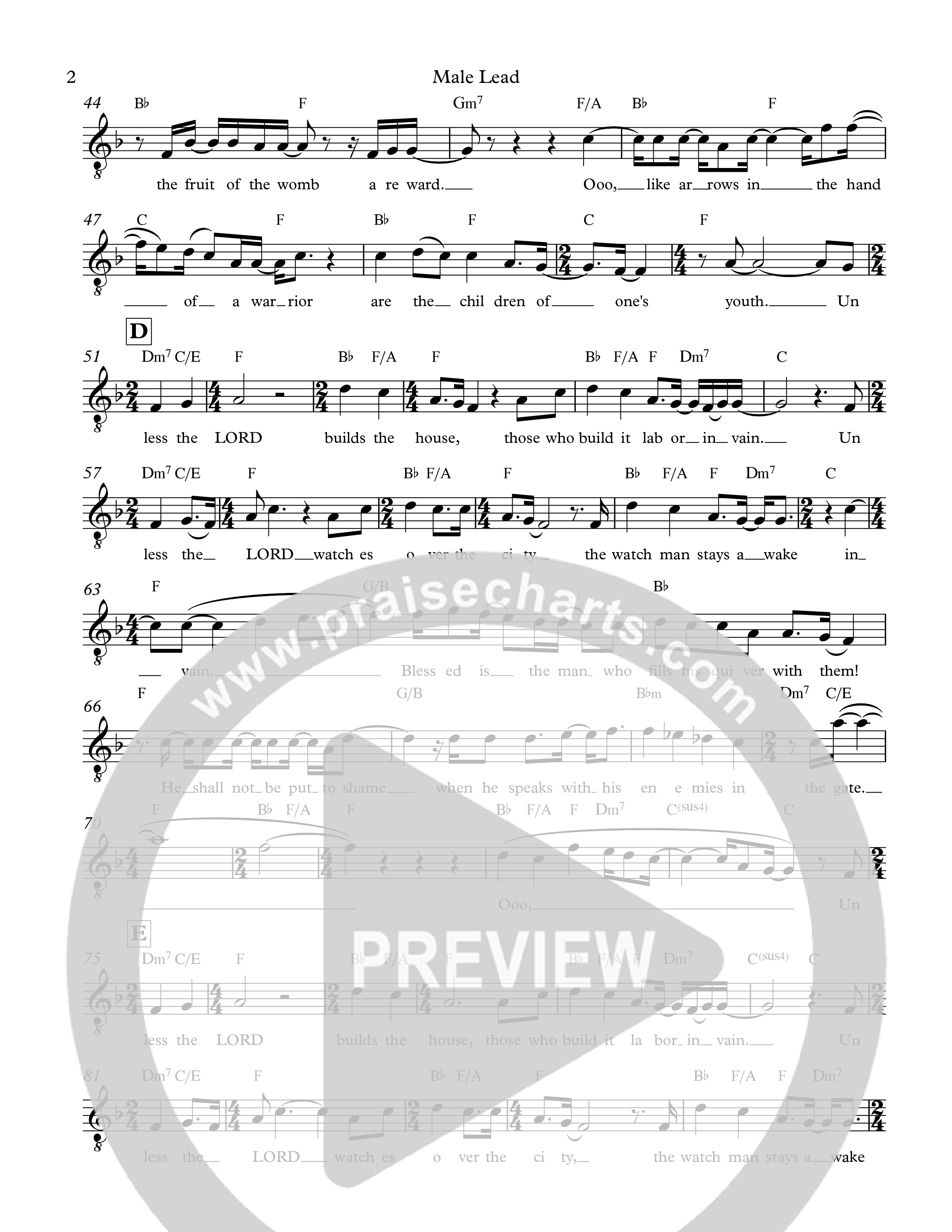 Psalm 127 Lead Sheet Melody (The Corner Room)