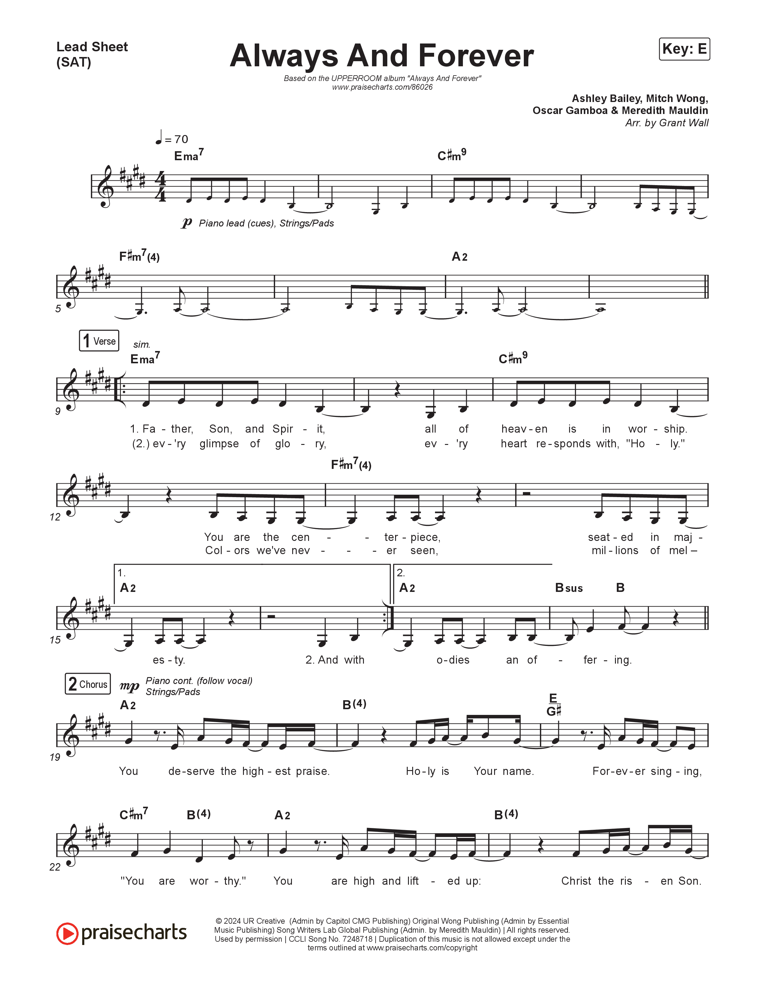 Always And Forever Lead Sheet (SAT) (UPPERROOM / Ashley Bailey)