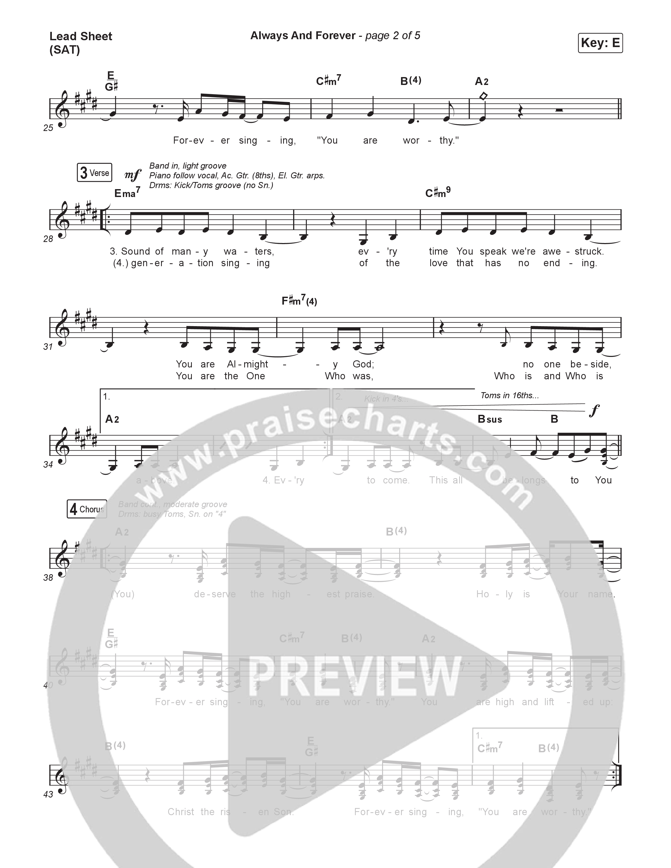Always And Forever Lead Sheet (SAT) (UPPERROOM / Ashley Bailey)