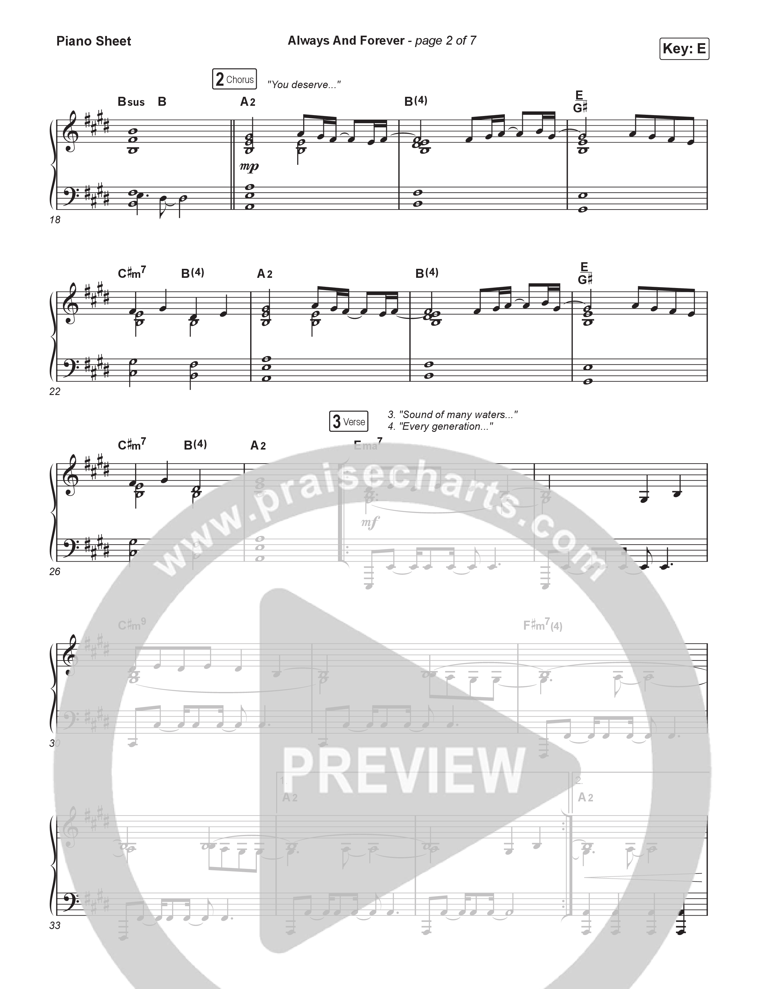 Always And Forever Piano Sheet (UPPERROOM / Ashley Bailey)
