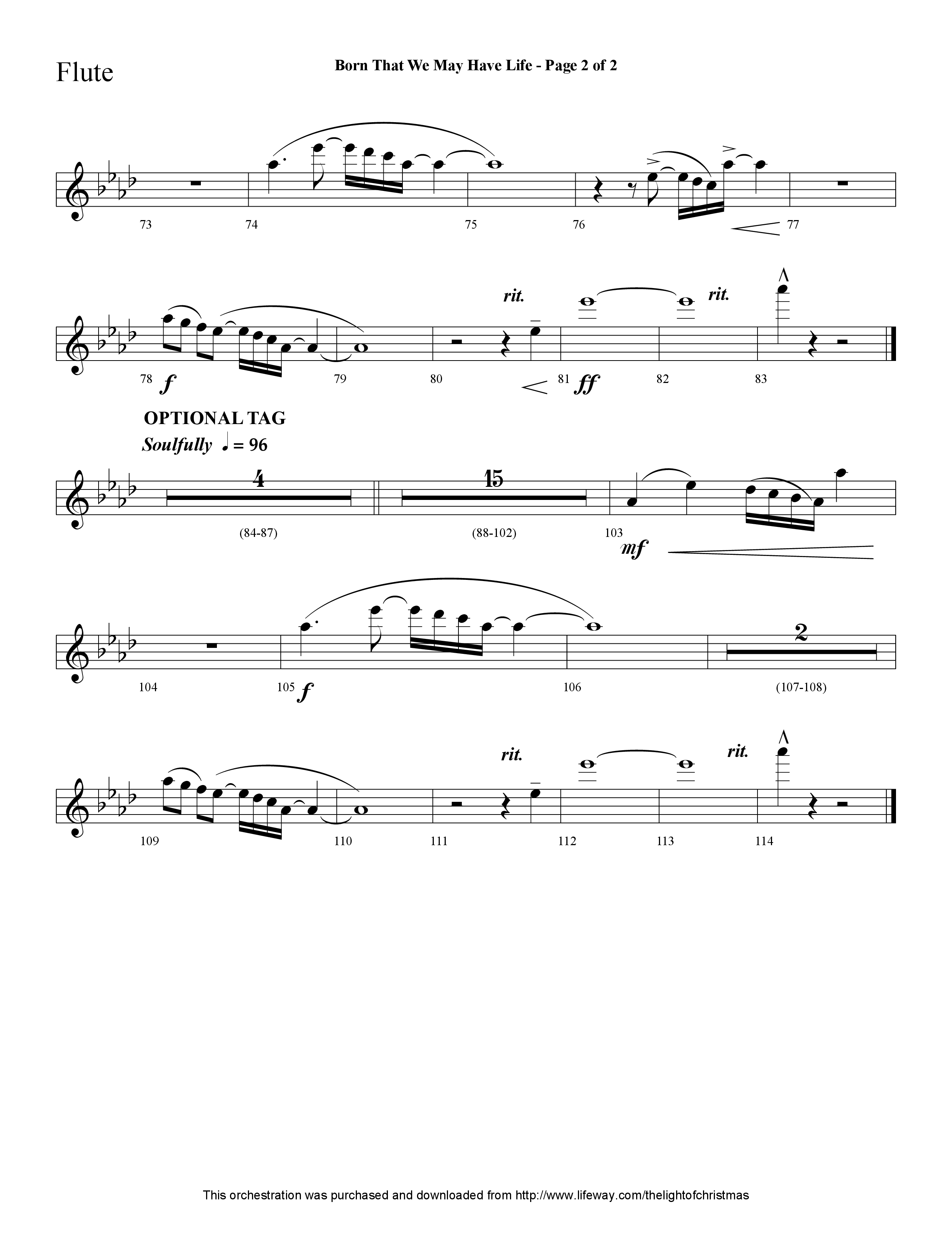 Born That We May Have Life (Choral Anthem SATB) Flute (Lifeway Choral / Arr. Cliff Duren)