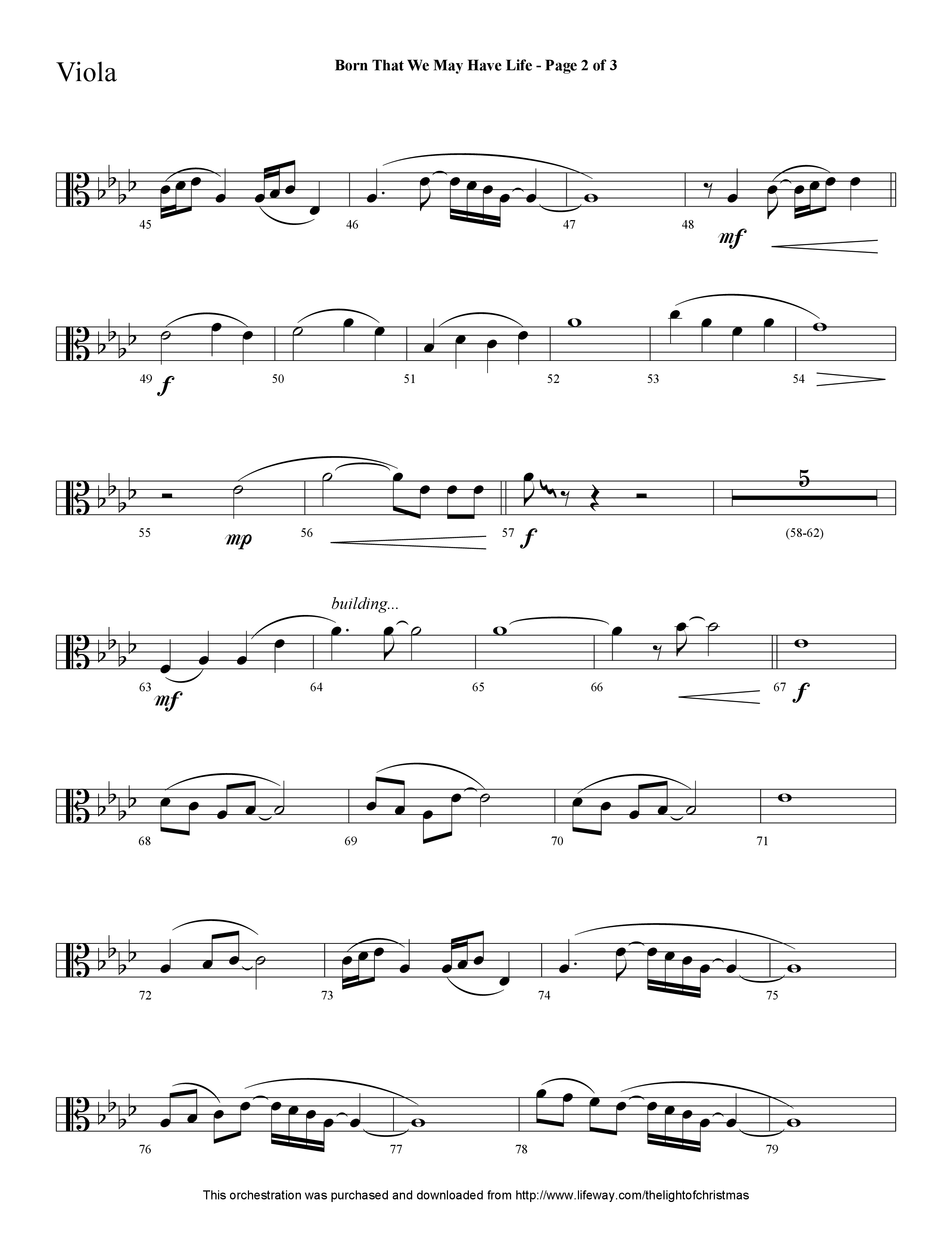 Born That We May Have Life (Choral Anthem SATB) Viola (Lifeway Choral / Arr. Cliff Duren)