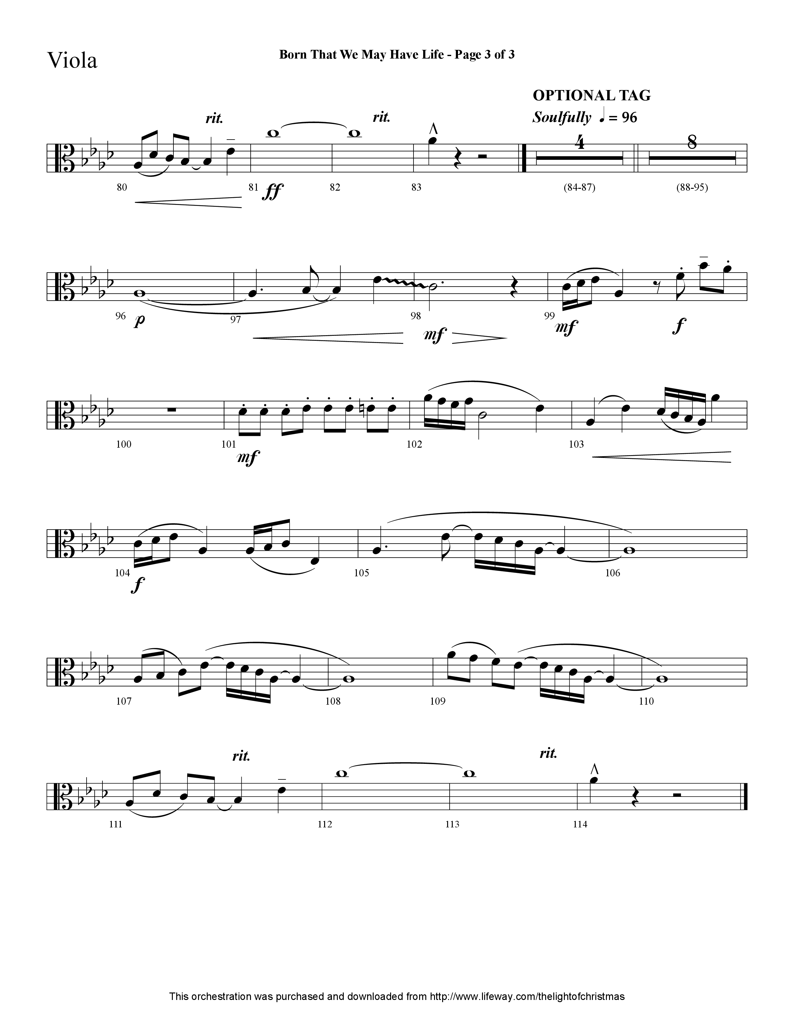 Born That We May Have Life (Choral Anthem SATB) Viola (Lifeway Choral / Arr. Cliff Duren)