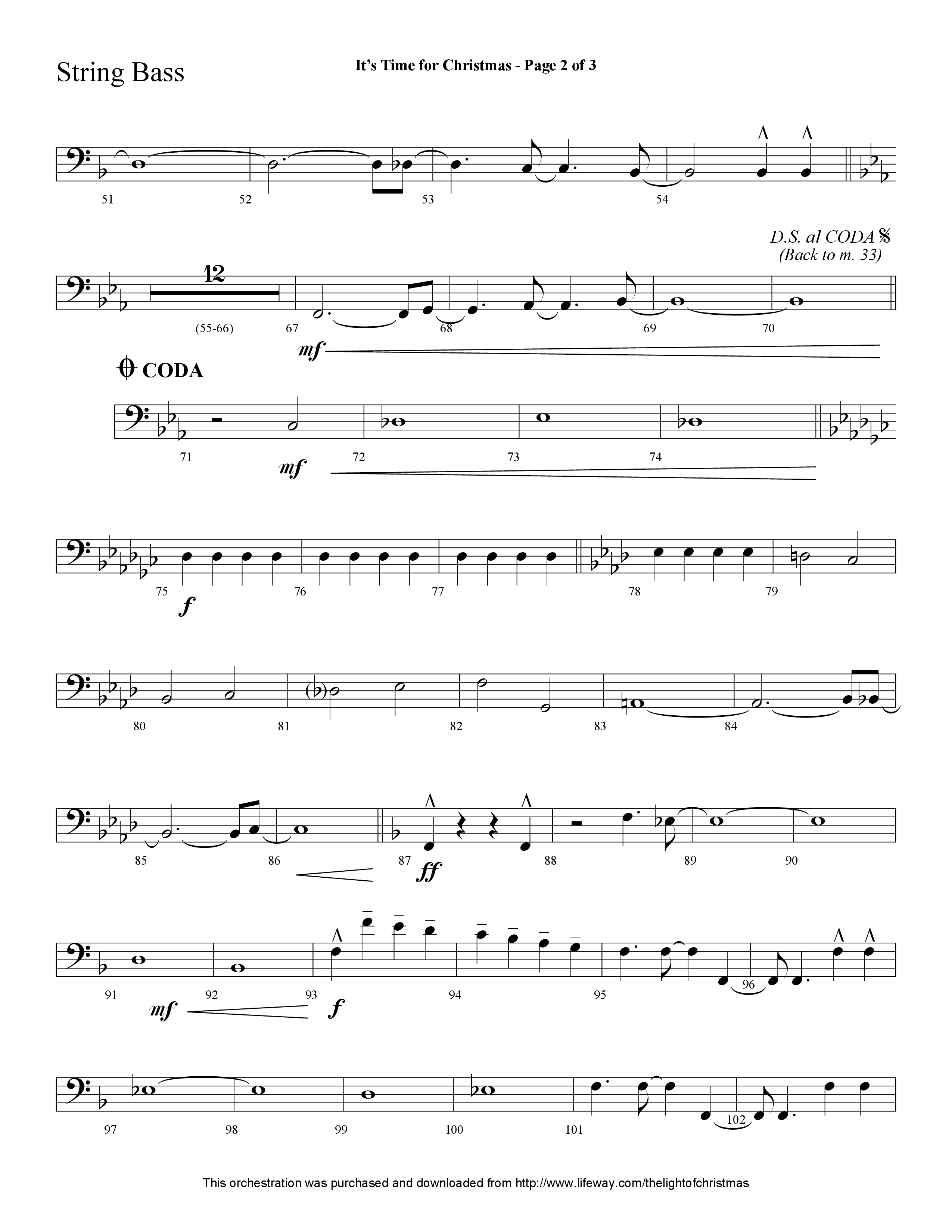 It's Time For Christmas (Choral Anthem SATB) String Bass (Lifeway Choral / Arr. Cliff Duren)