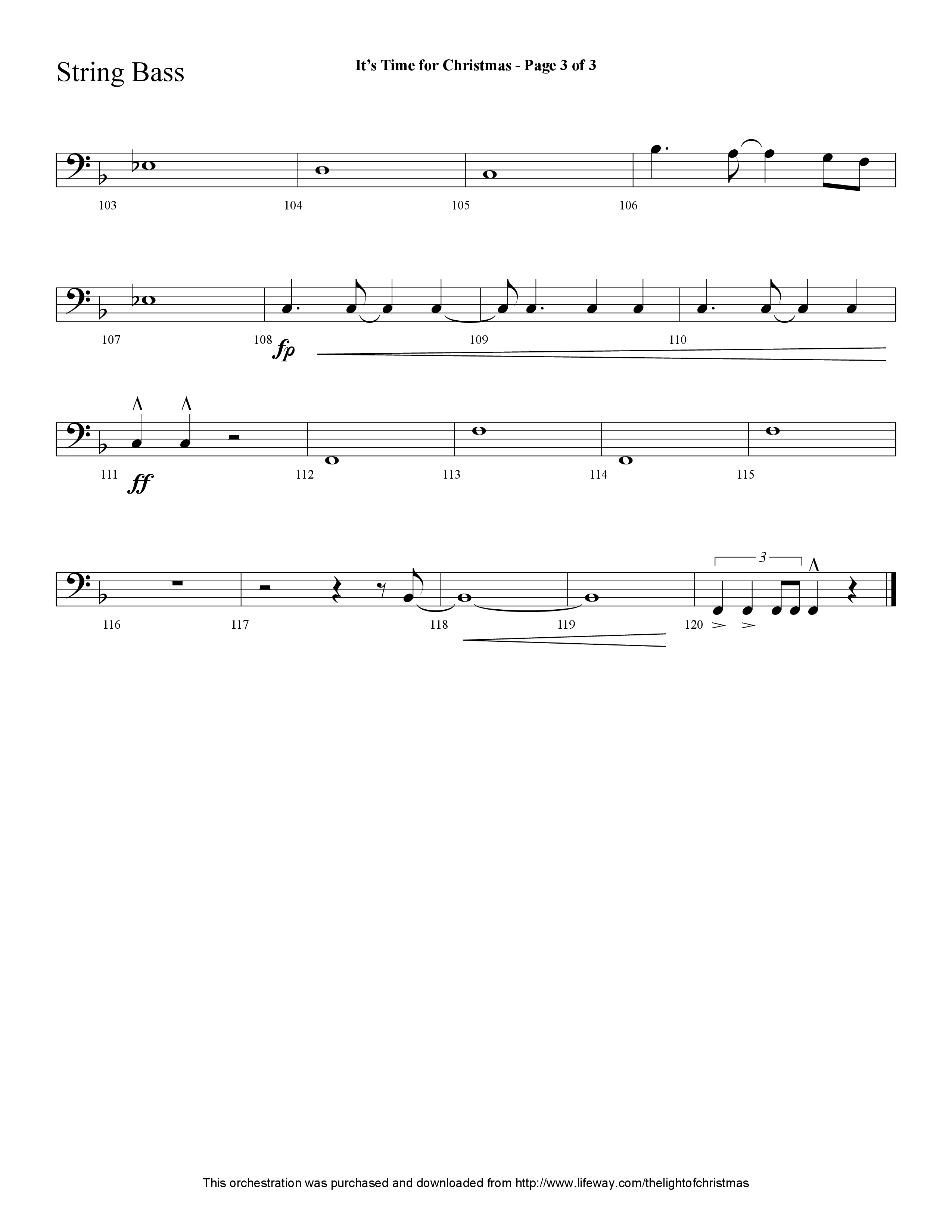 It's Time For Christmas (Choral Anthem SATB) String Bass (Lifeway Choral / Arr. Cliff Duren)