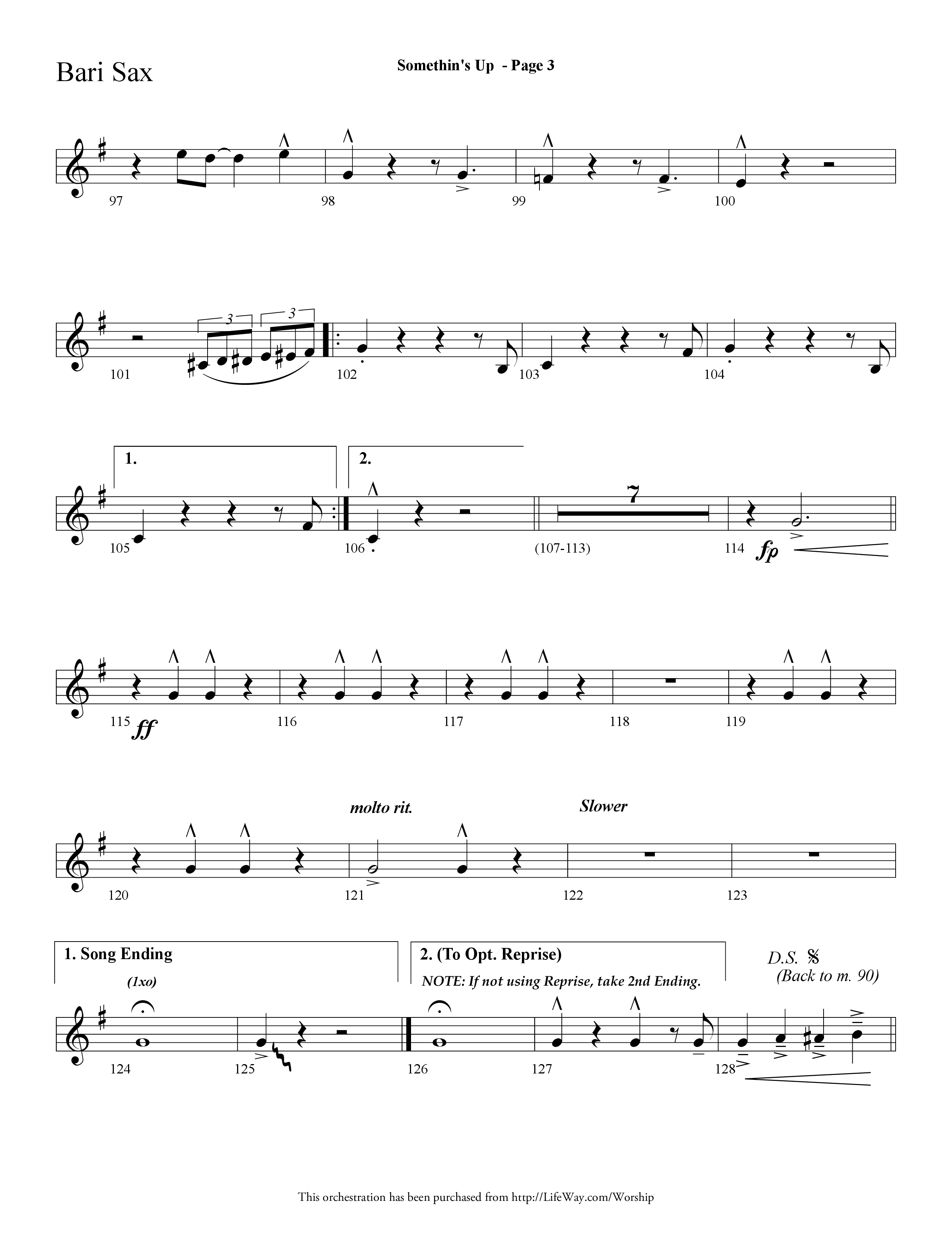 Somethin's Up (Down in Bethlehem) (Choral Anthem SATB) Bari Sax (Lifeway Choral / Arr. Dave Williamson)