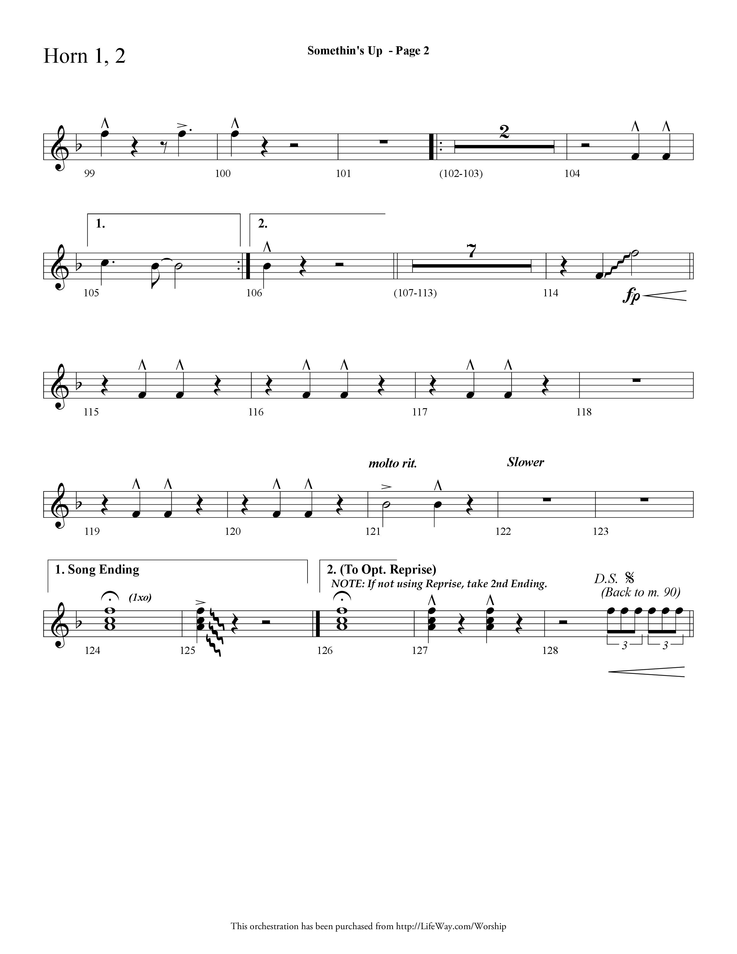 Somethin's Up (Down in Bethlehem) (Choral Anthem SATB) French Horn 1/2 (Lifeway Choral / Arr. Dave Williamson)