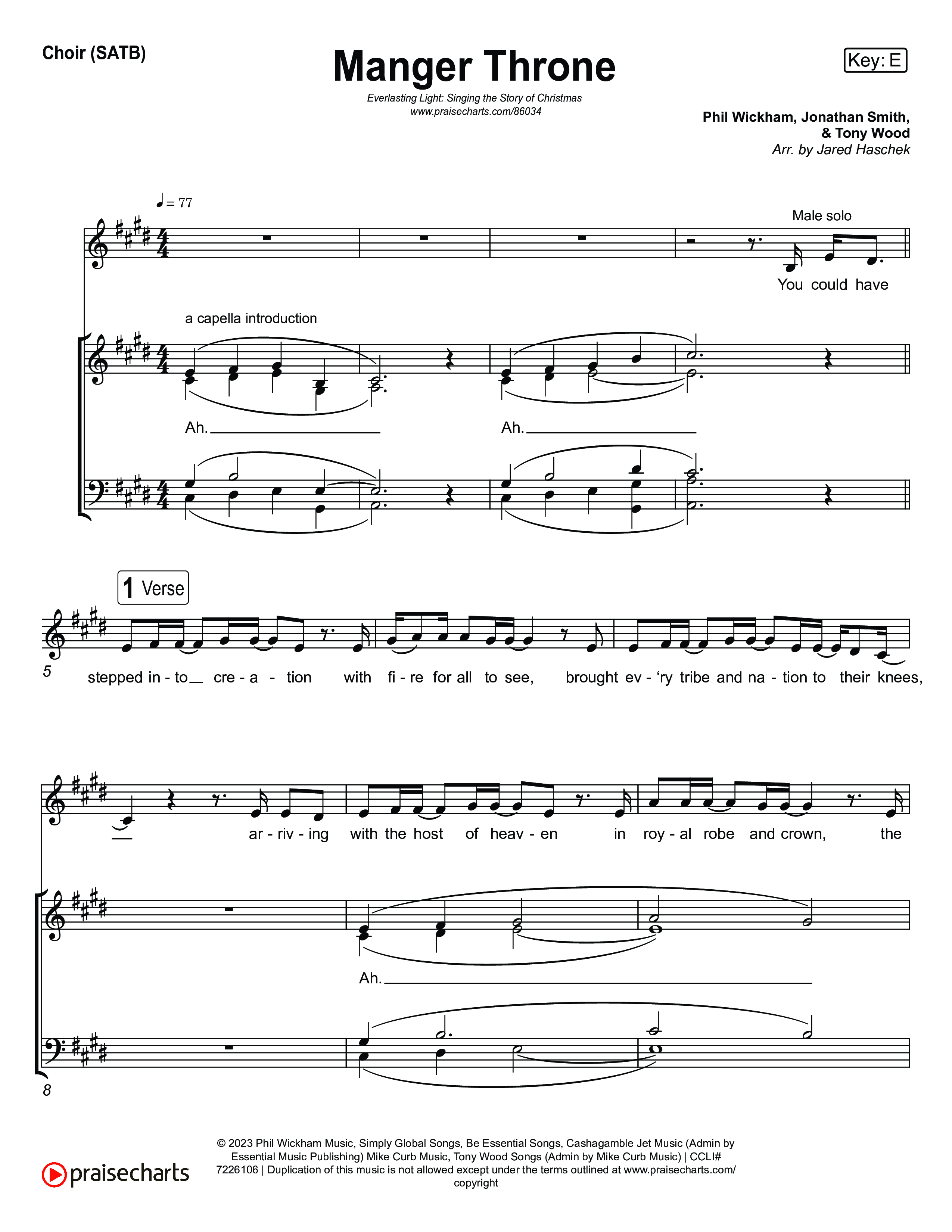 Manger Throne (Live) Choir Sheet (SATB) (Museum Of The Bible / Anthony Evans / Tasha Layton / Indiana Wesleyan University Choir / Arr. Jared Haschek)