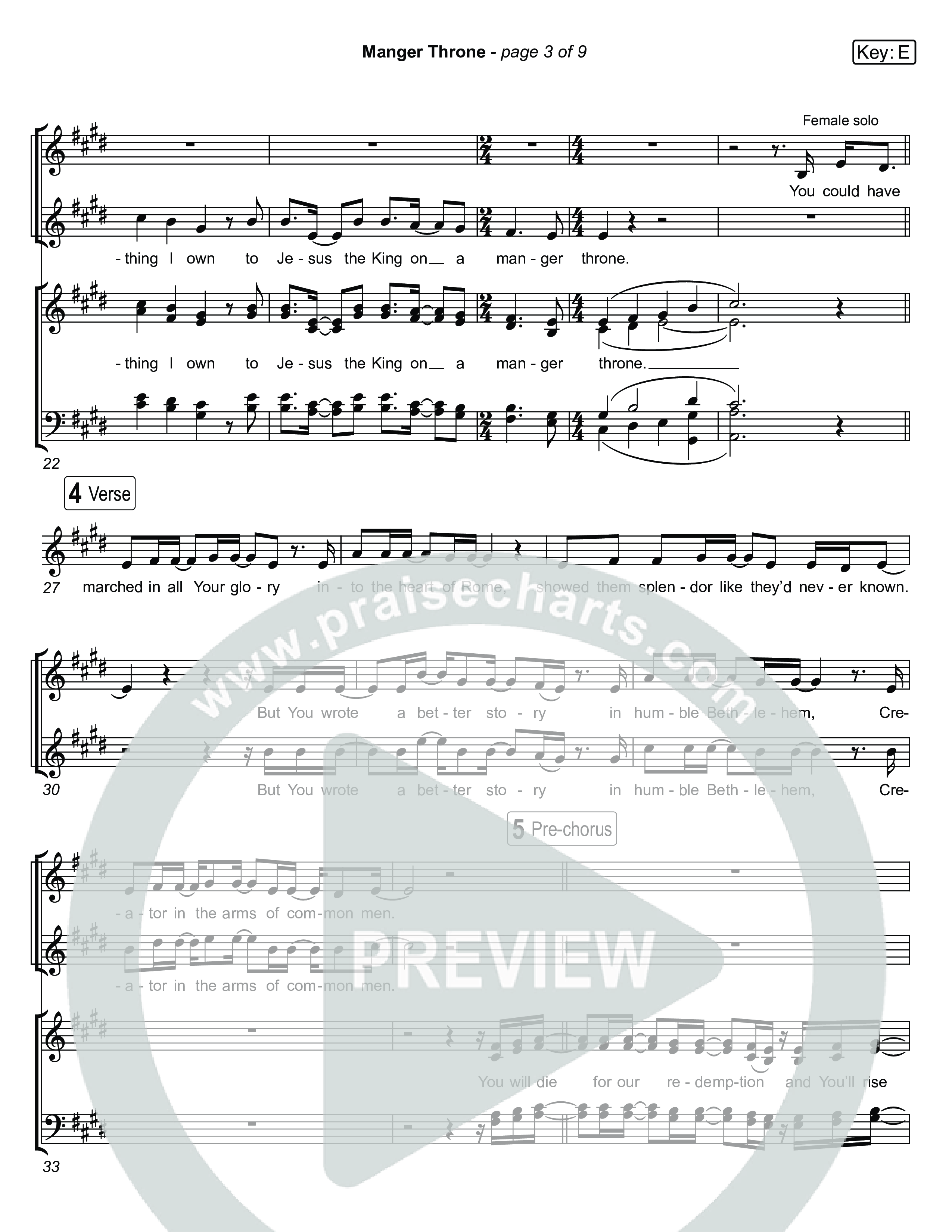 Manger Throne (Live) Choir Sheet (SATB) (Museum Of The Bible / Anthony Evans / Tasha Layton / Indiana Wesleyan University Choir / Arr. Jared Haschek)