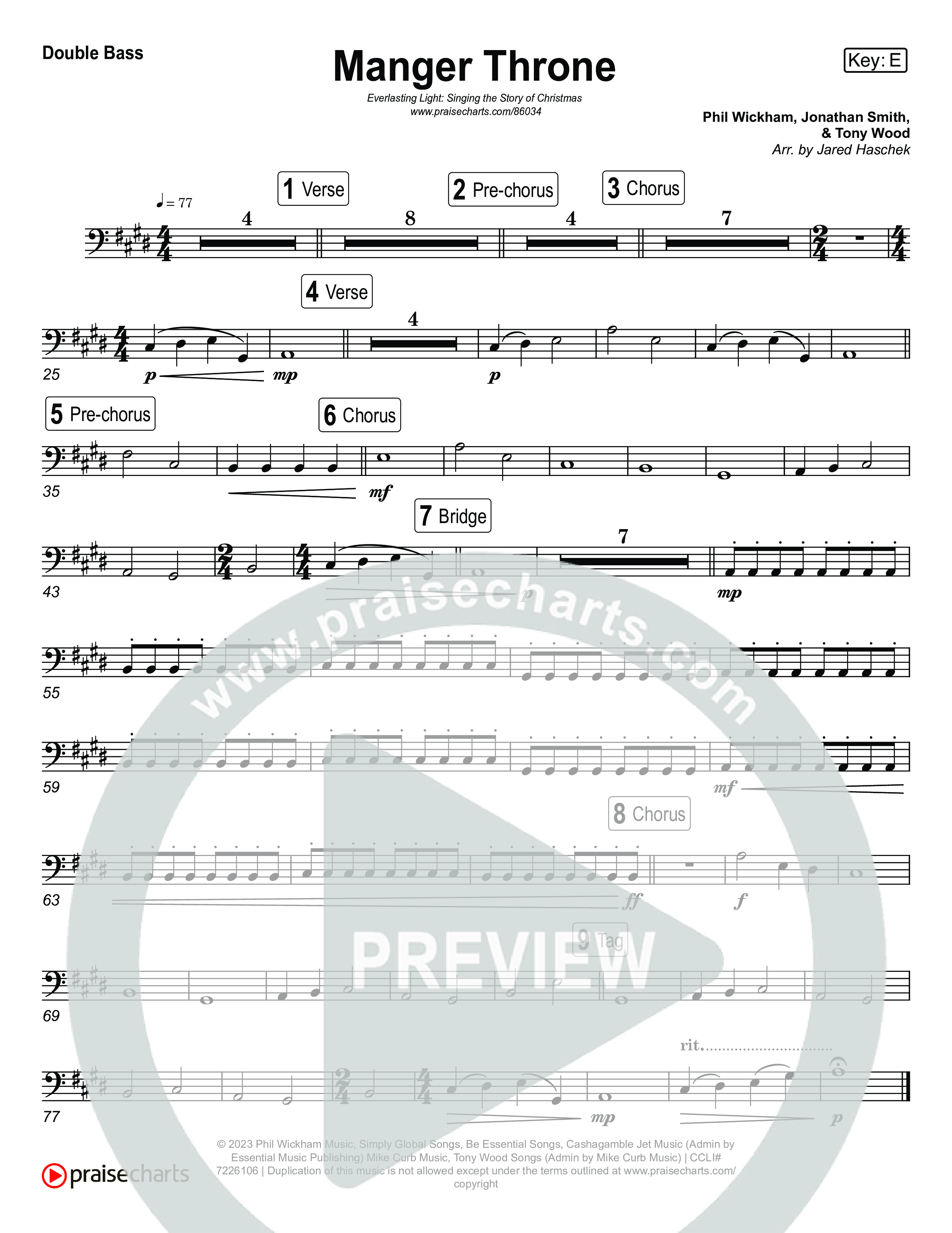 Manger Throne (Live) String Bass (Museum Of The Bible / Anthony Evans / Tasha Layton / Indiana Wesleyan University Choir / Arr. Jared Haschek)