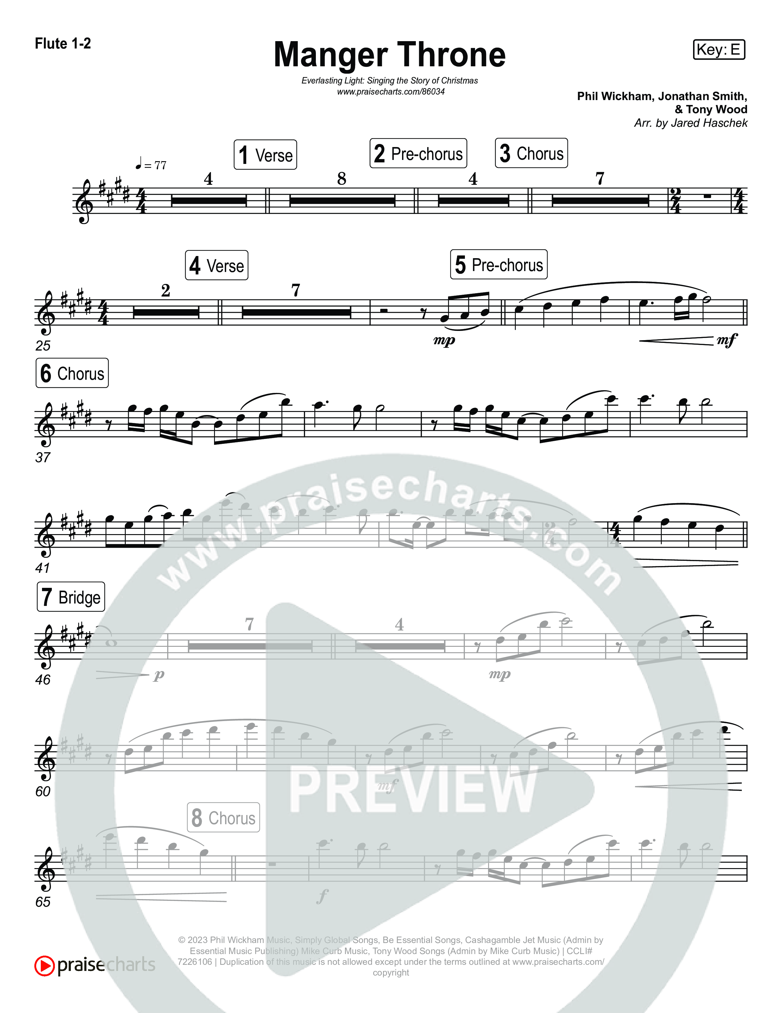 Manger Throne (Live) Flute 1,2 (Museum Of The Bible / Anthony Evans / Tasha Layton / Indiana Wesleyan University Choir / Arr. Jared Haschek)