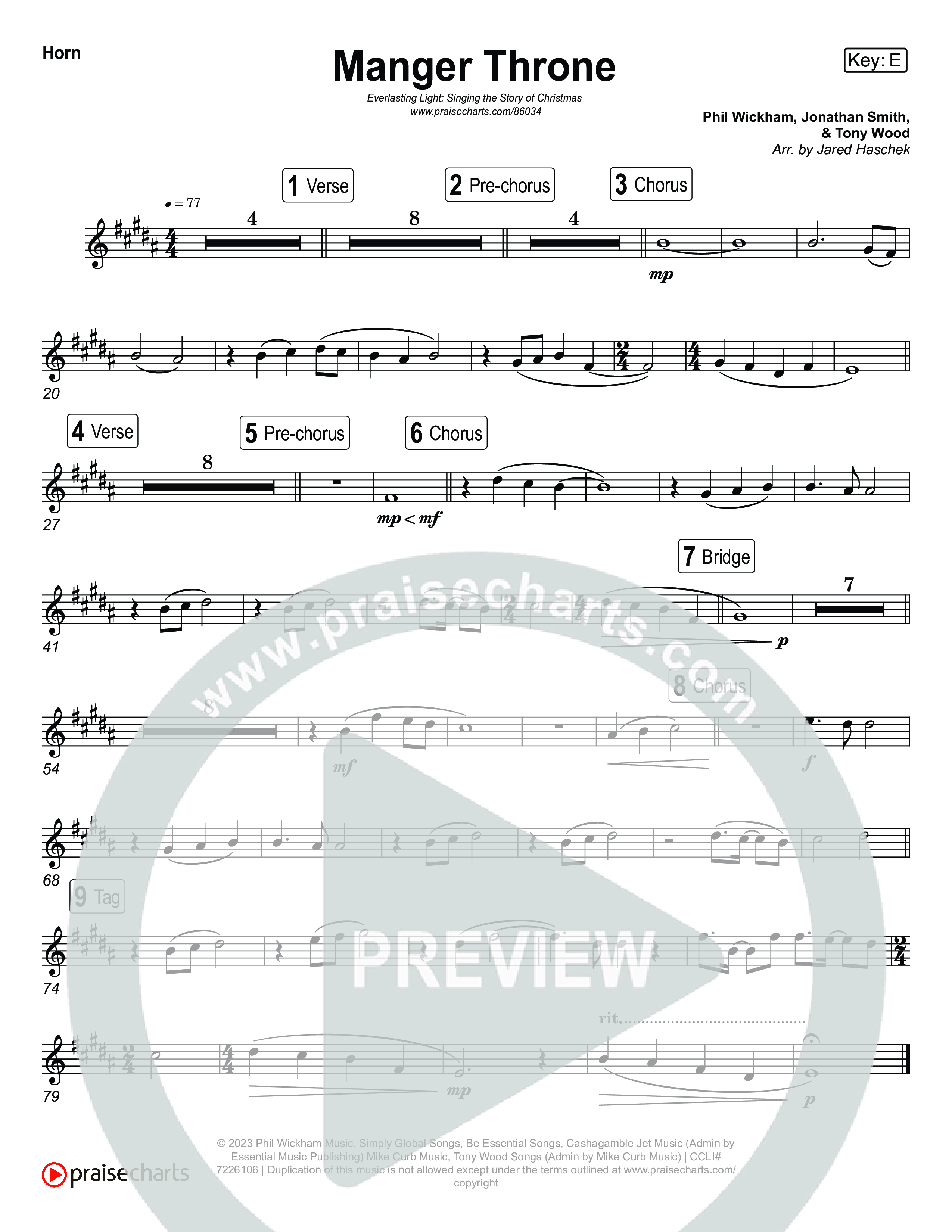 Manger Throne (Live) French Horn (Museum Of The Bible / Anthony Evans / Tasha Layton / Indiana Wesleyan University Choir / Arr. Jared Haschek)