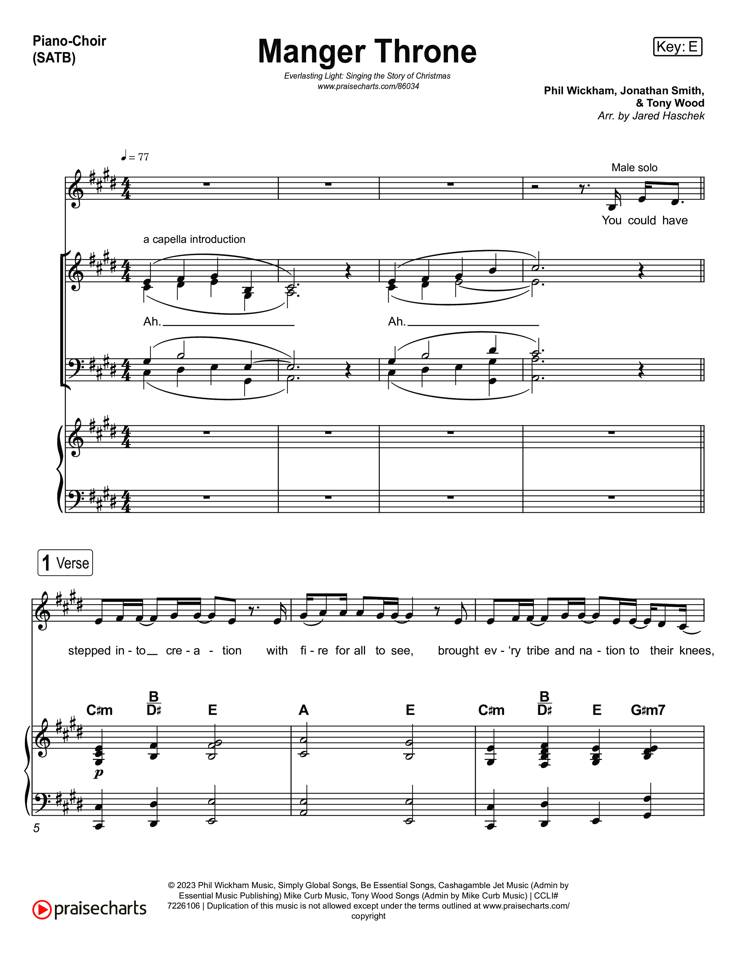 Manger Throne (Live) Piano/Vocal Pack (Museum Of The Bible / Anthony Evans / Tasha Layton / Indiana Wesleyan University Choir / Arr. Jared Haschek)