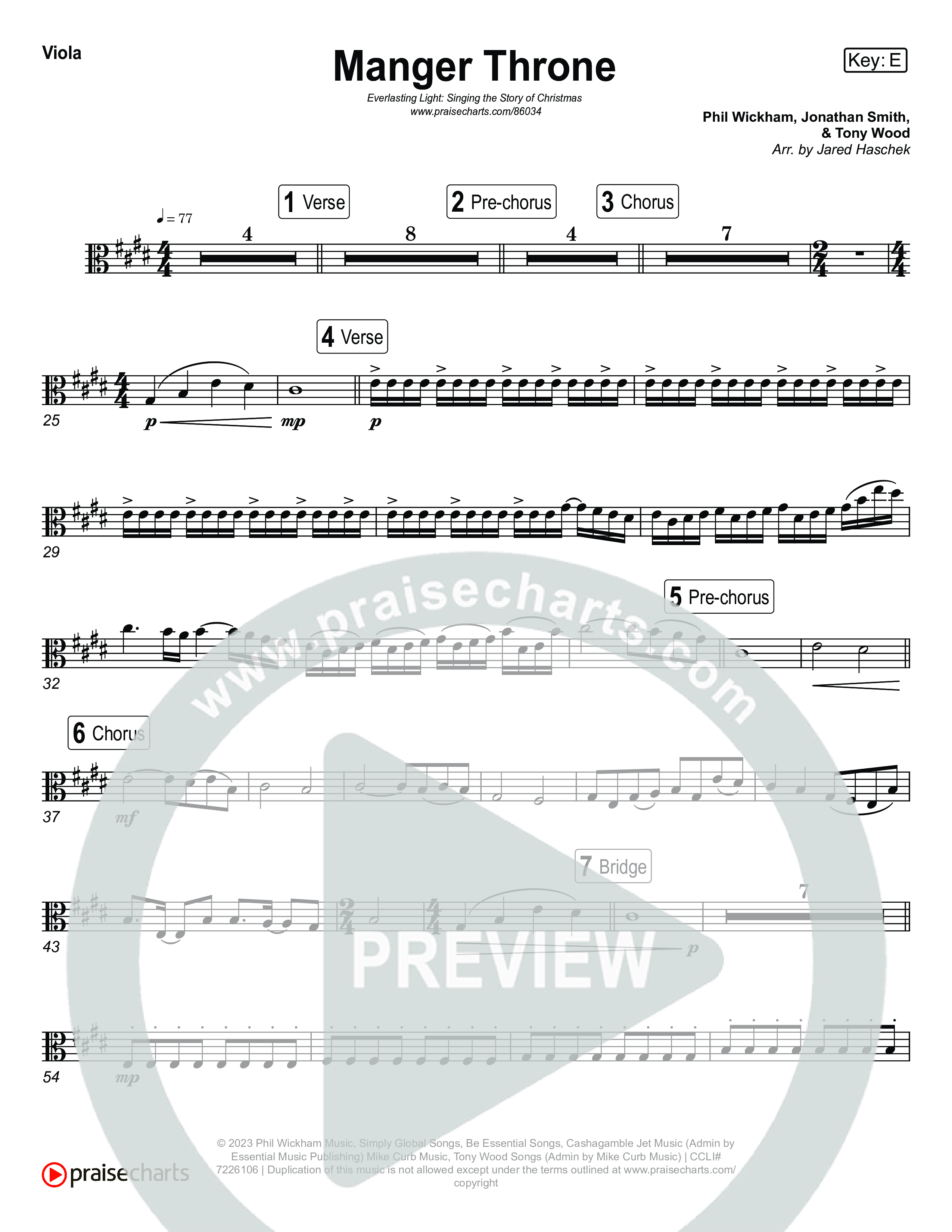 Manger Throne (Live) Viola (Museum Of The Bible / Anthony Evans / Tasha Layton / Indiana Wesleyan University Choir / Arr. Jared Haschek)