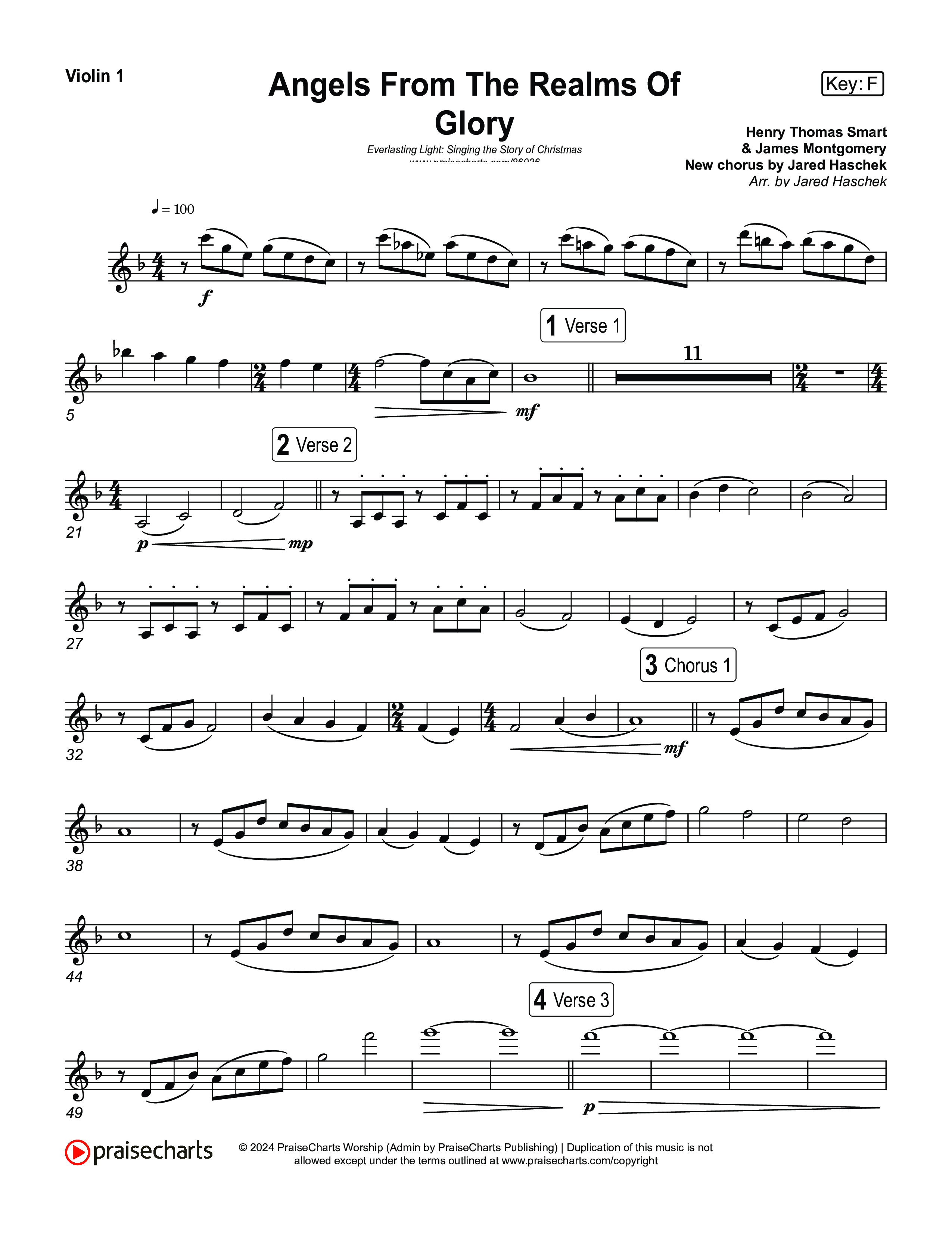 Manger Throne (Live) Violin 1,2 (Museum Of The Bible / Anthony Evans / Tasha Layton / Indiana Wesleyan University Choir / Arr. Jared Haschek)