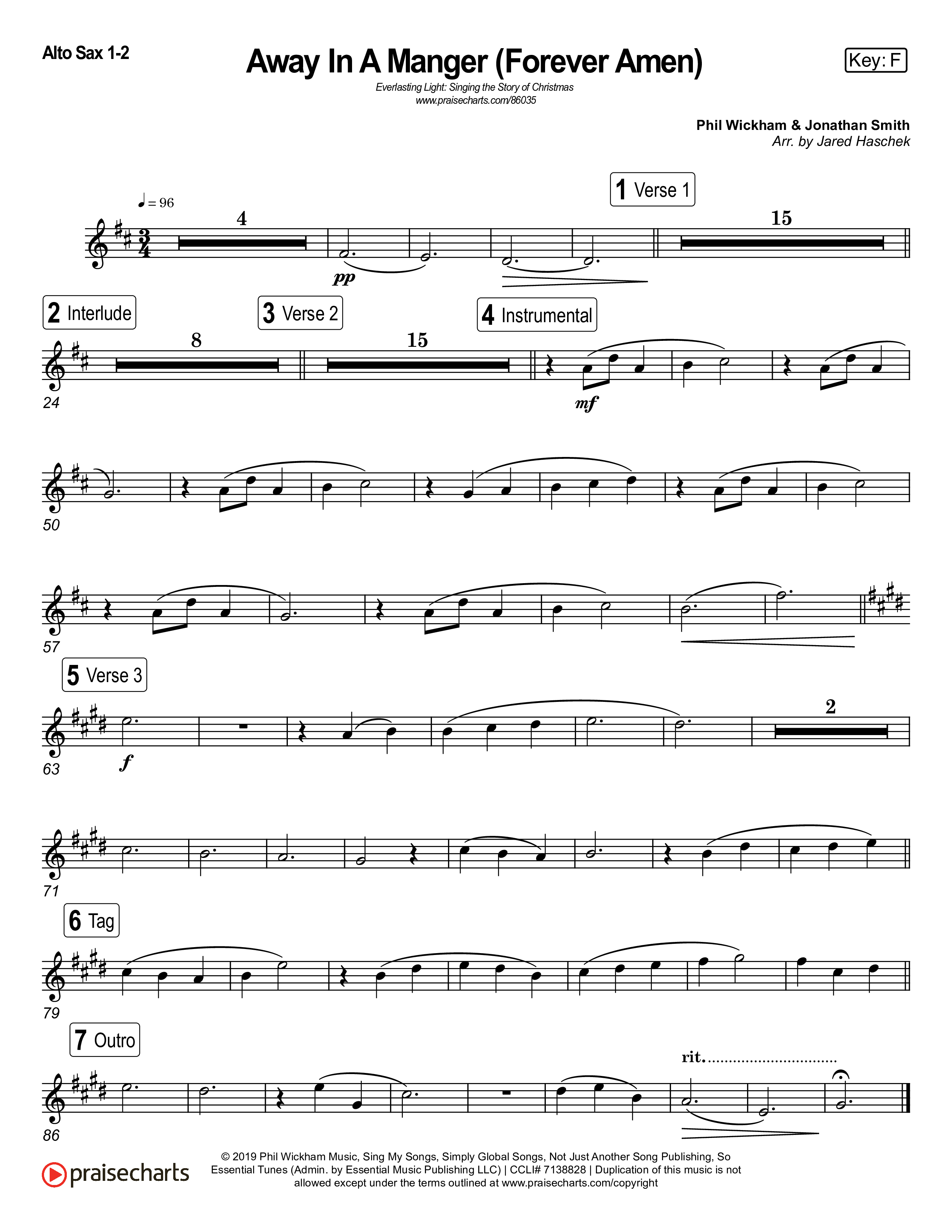 Away In A Manger (Forever Amen) (Live) Sax Pack (Museum Of The Bible / Indiana Wesleyan University Choir / Arr. Jared Haschek)