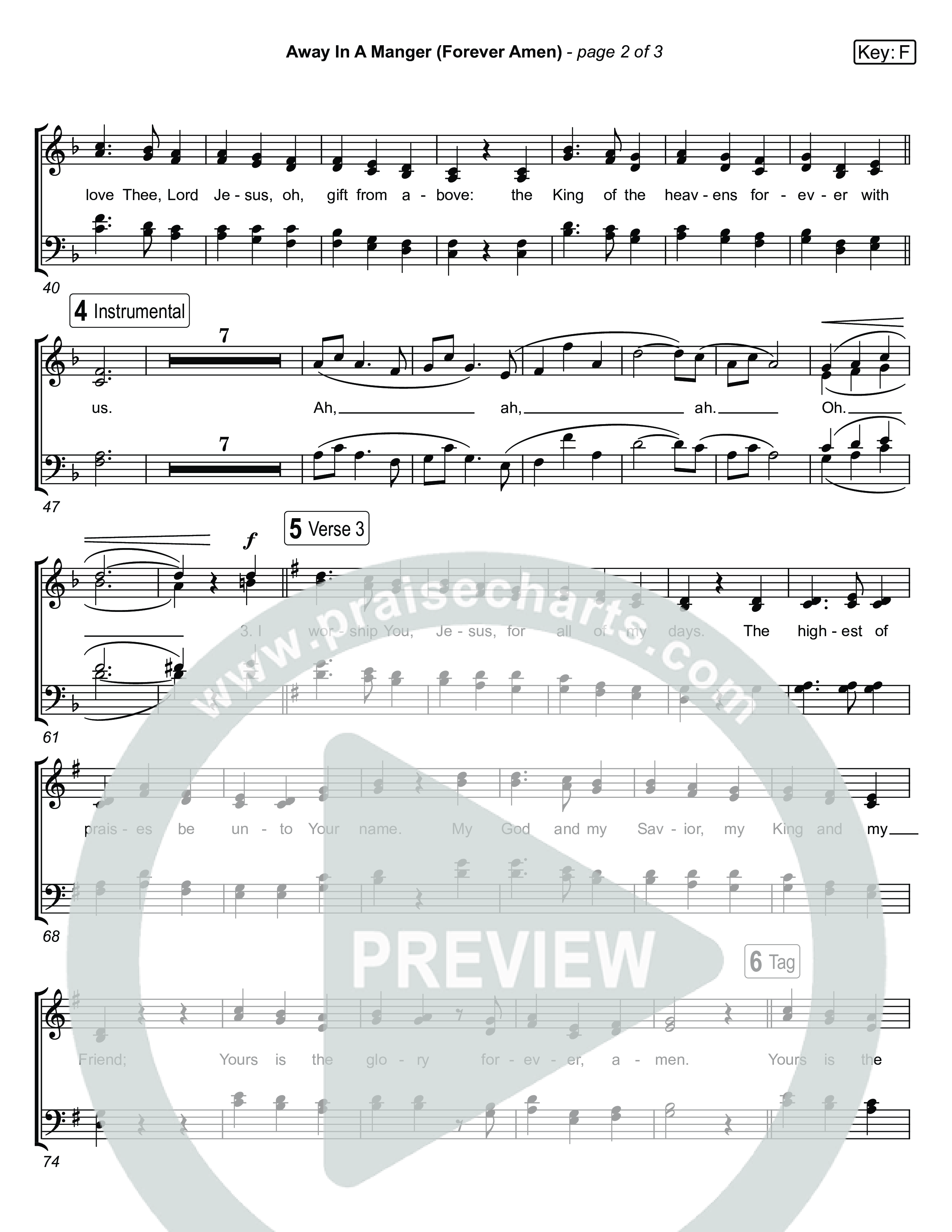 Away In A Manger (Forever Amen) (Live) Choir Sheet (SATB) (Museum Of The Bible / Indiana Wesleyan University Choir / Arr. Jared Haschek)