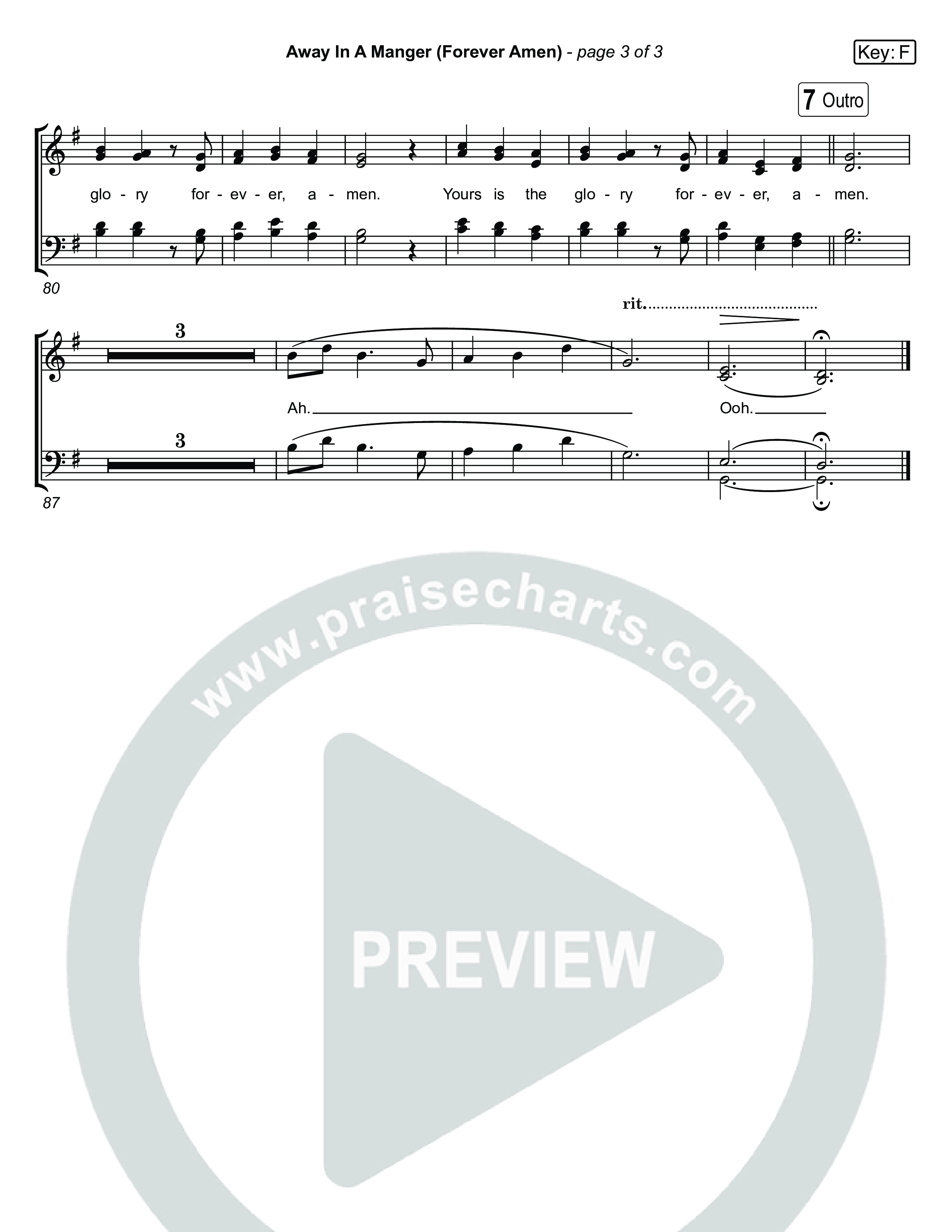 Away In A Manger (Forever Amen) (Live) Choir Sheet (SATB) (Museum Of The Bible / Indiana Wesleyan University Choir / Arr. Jared Haschek)