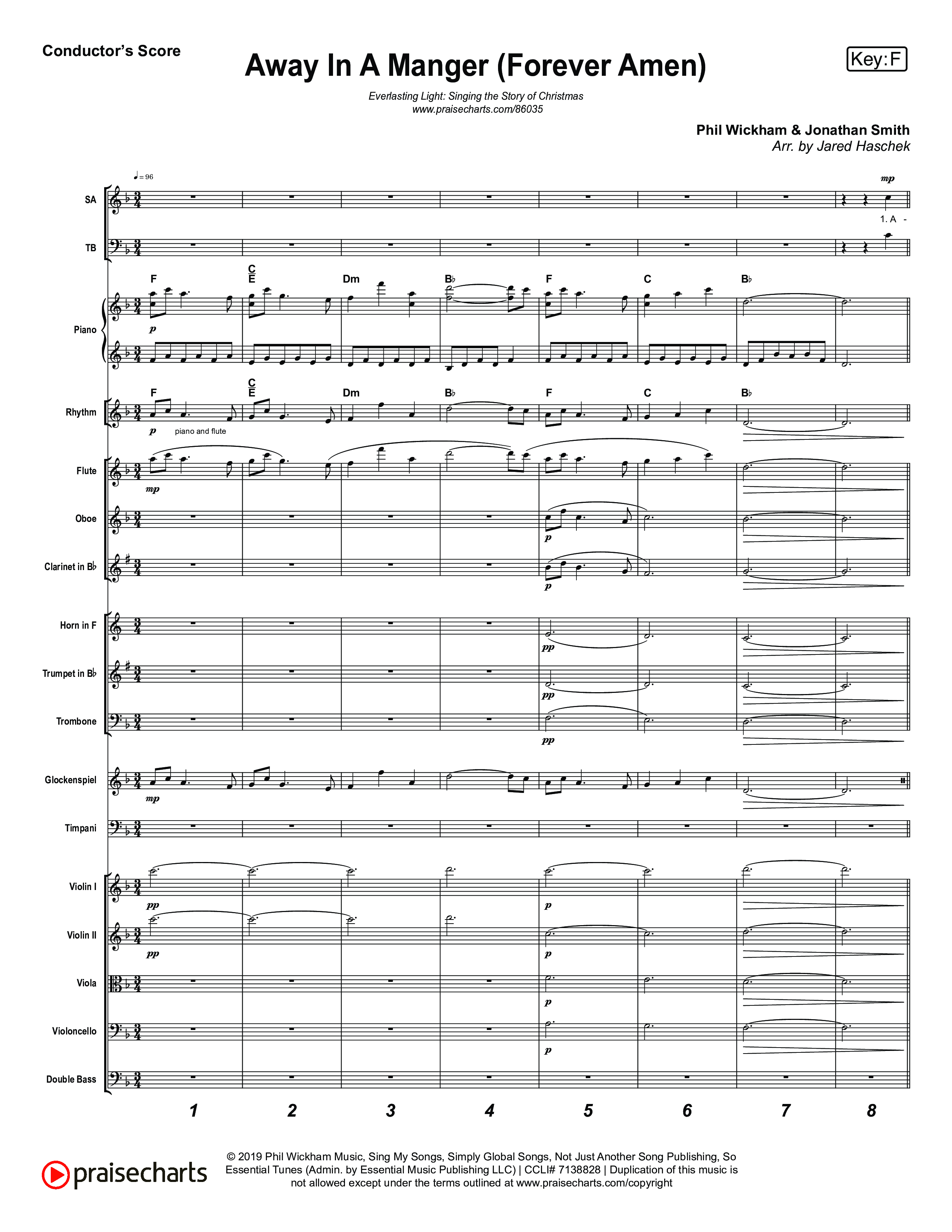 Away In A Manger (Forever Amen) (Live) Conductor's Score (Museum Of The Bible / Indiana Wesleyan University Choir / Arr. Jared Haschek)