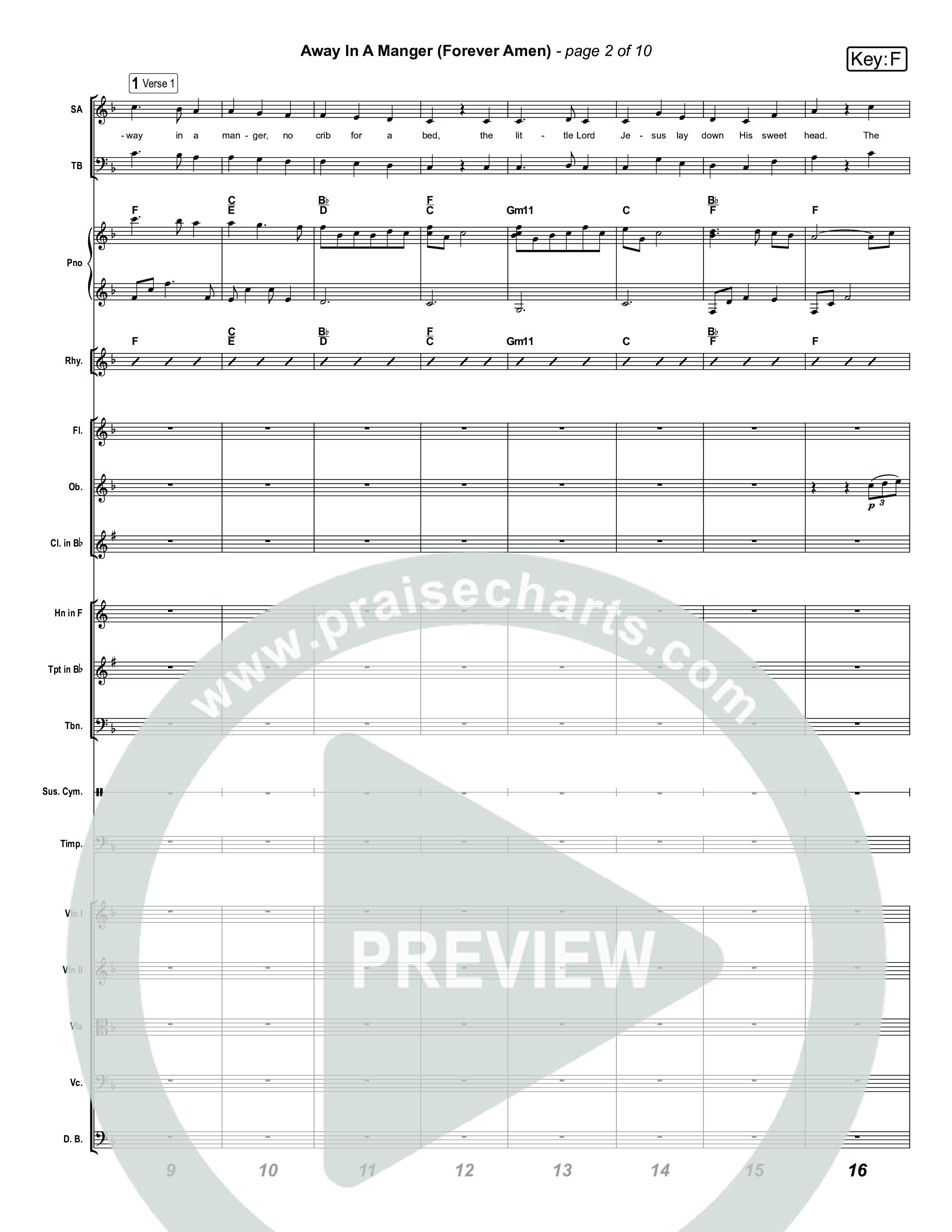 Away In A Manger (Forever Amen) (Live) Conductor's Score (Museum Of The Bible / Indiana Wesleyan University Choir / Arr. Jared Haschek)