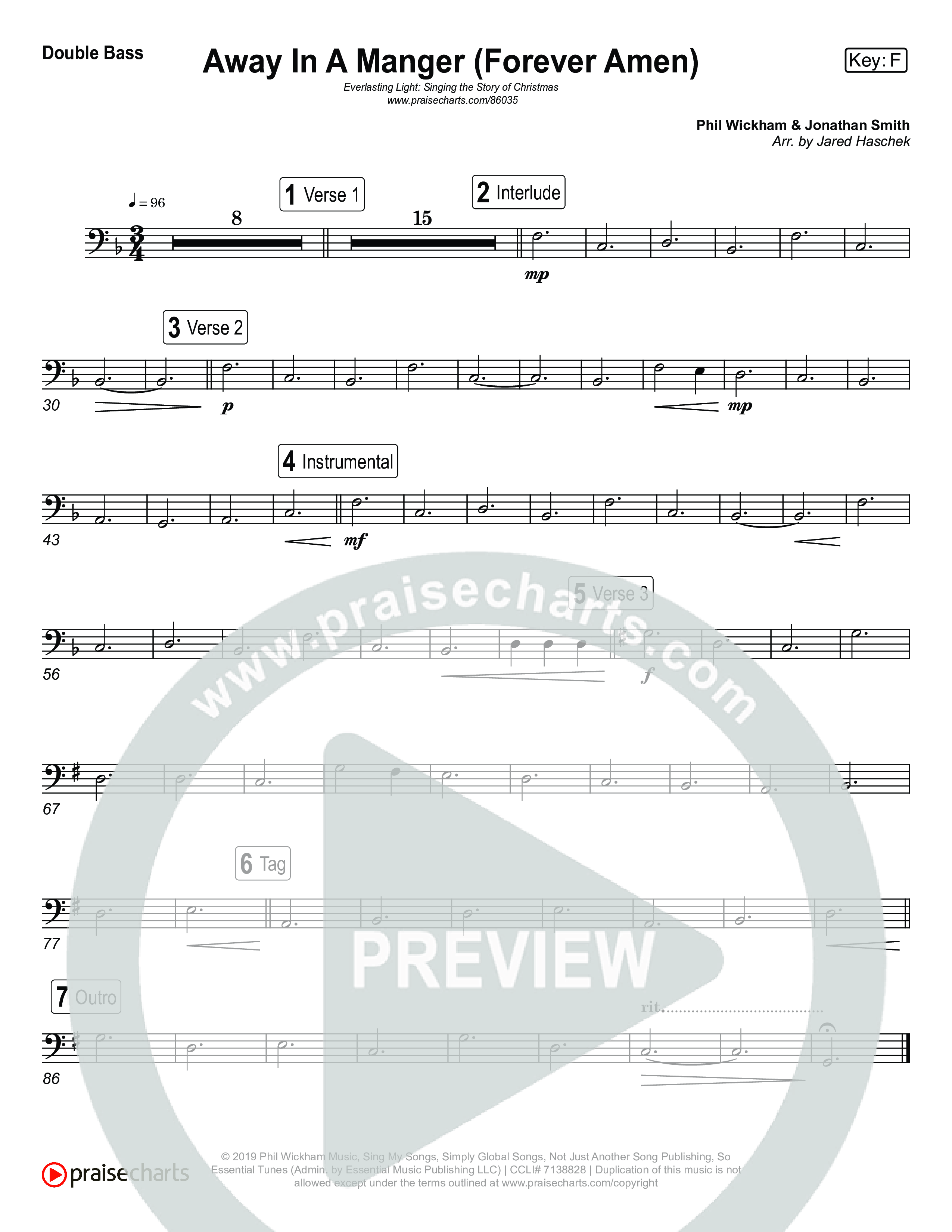 Away In A Manger (Forever Amen) (Live) String Bass (Museum Of The Bible / Indiana Wesleyan University Choir / Arr. Jared Haschek)