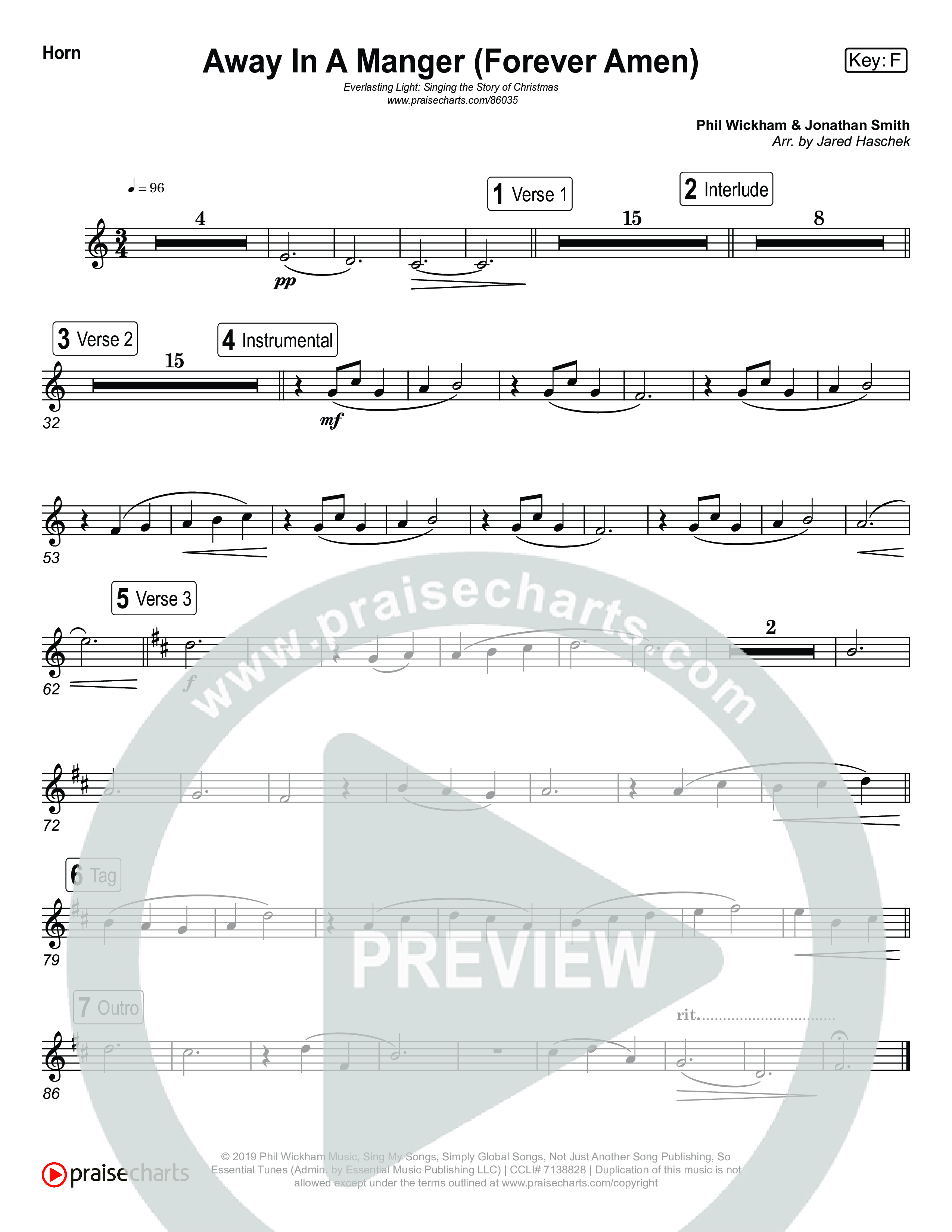 Away In A Manger (Forever Amen) (Live) French Horn (Museum Of The Bible / Indiana Wesleyan University Choir / Arr. Jared Haschek)